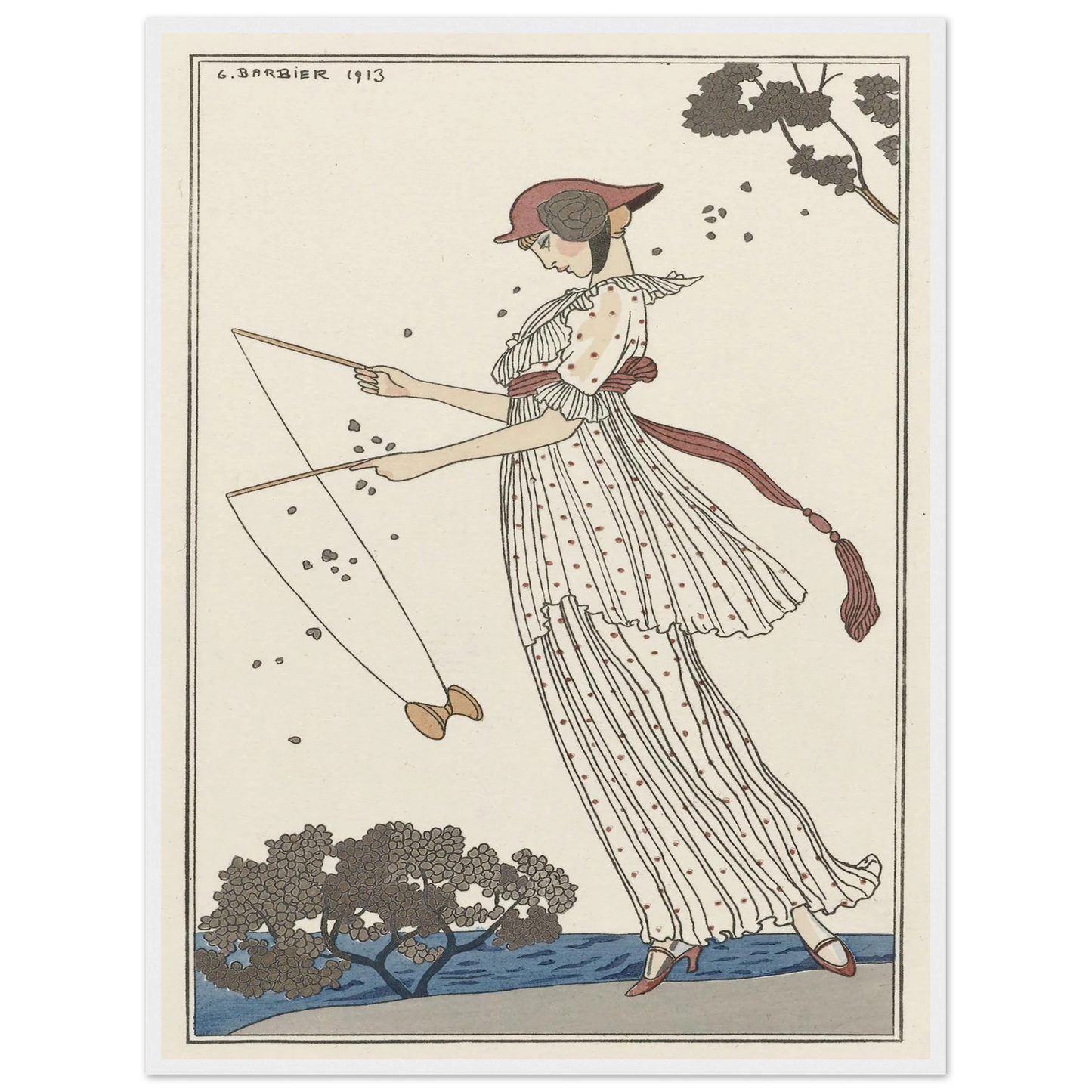 Robe de linon imprimé (1913) Art Print | George Barbier - Framed Poster - 30x40 cm / 12x16″ - Black frame