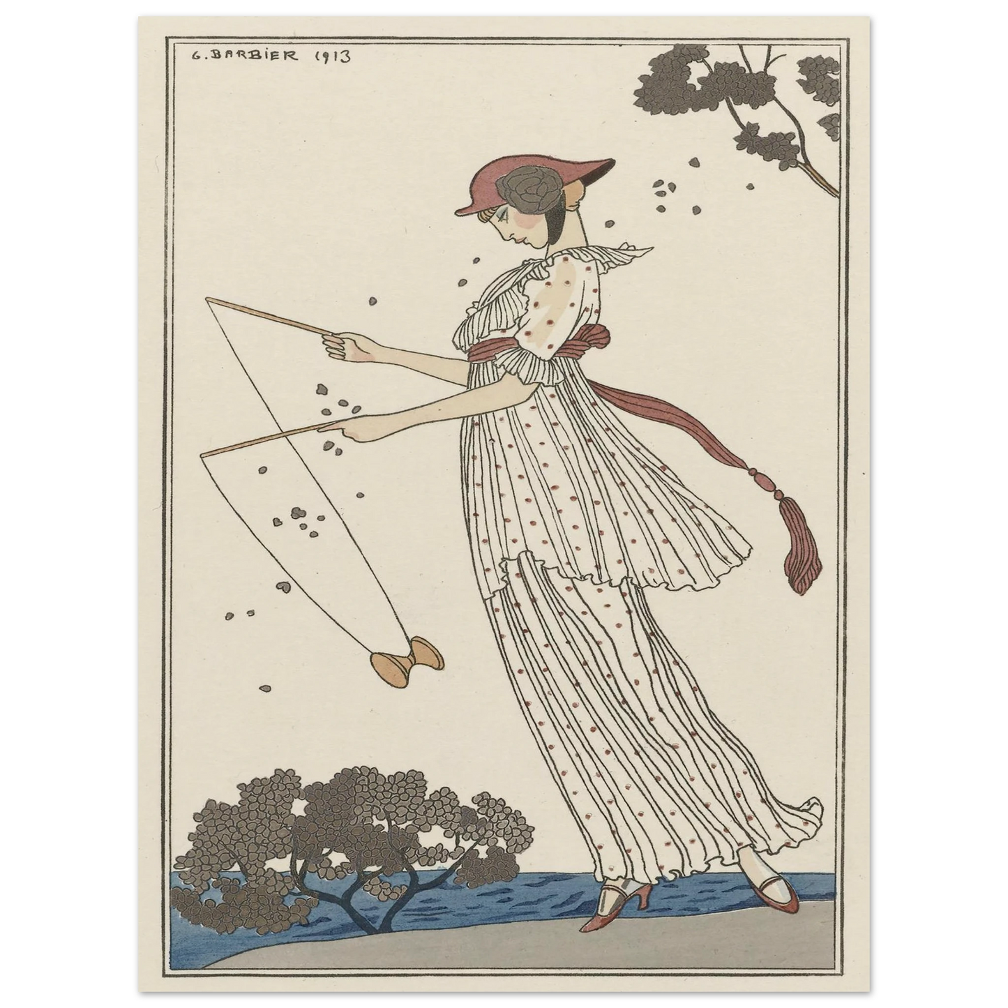 Robe de linon imprimé (1913) Art Print | George Barbier - Framed Poster - 30x40 cm / 12x16″ - Black frame