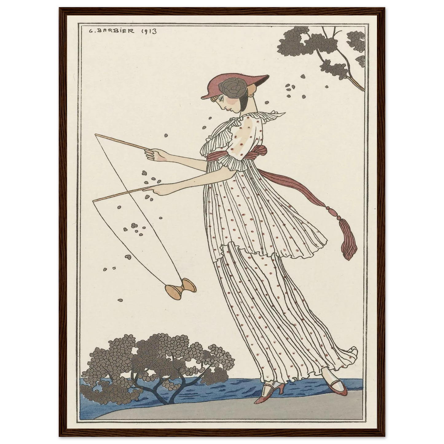 Robe de linon imprimé (1913) Art Print | George Barbier - Framed Poster - 30x40 cm / 12x16″ - Black frame