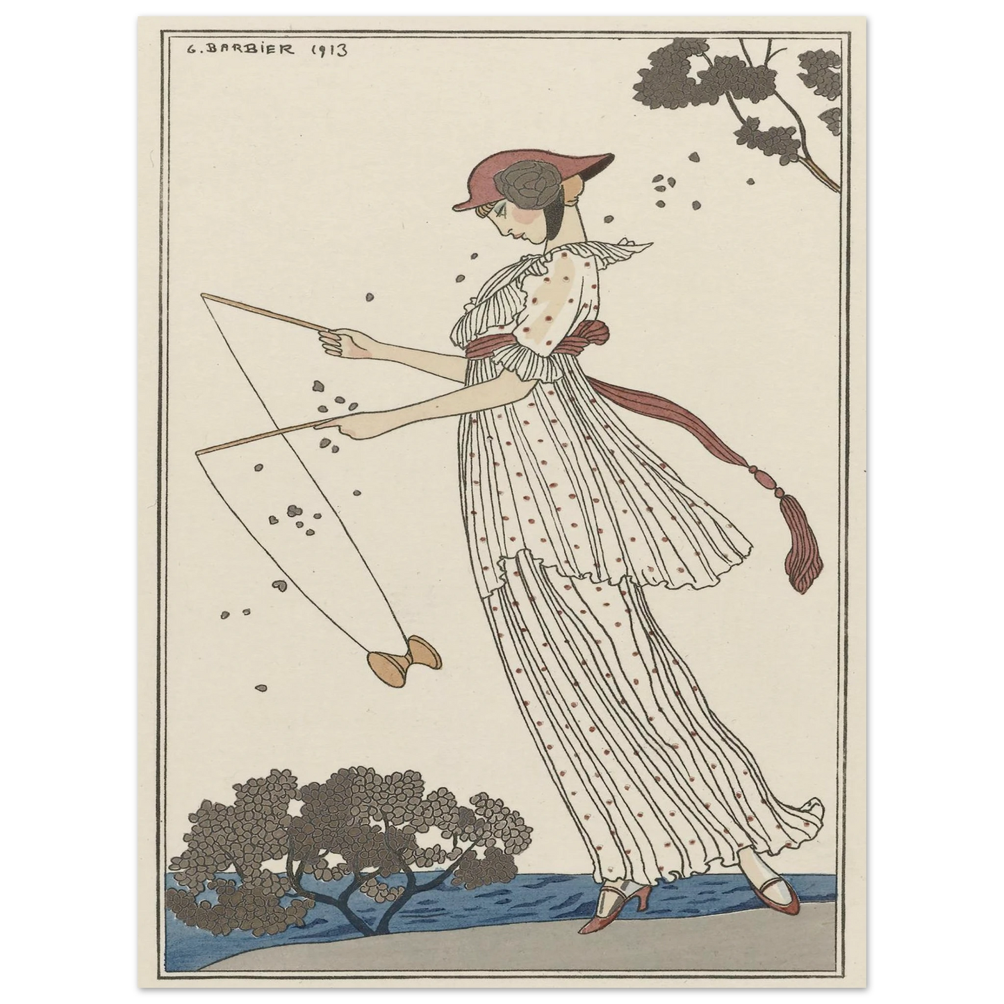 Robe de linon imprimé (1913) Art Print | George Barbier - Framed Poster - 30x40 cm / 12x16″ - Black frame