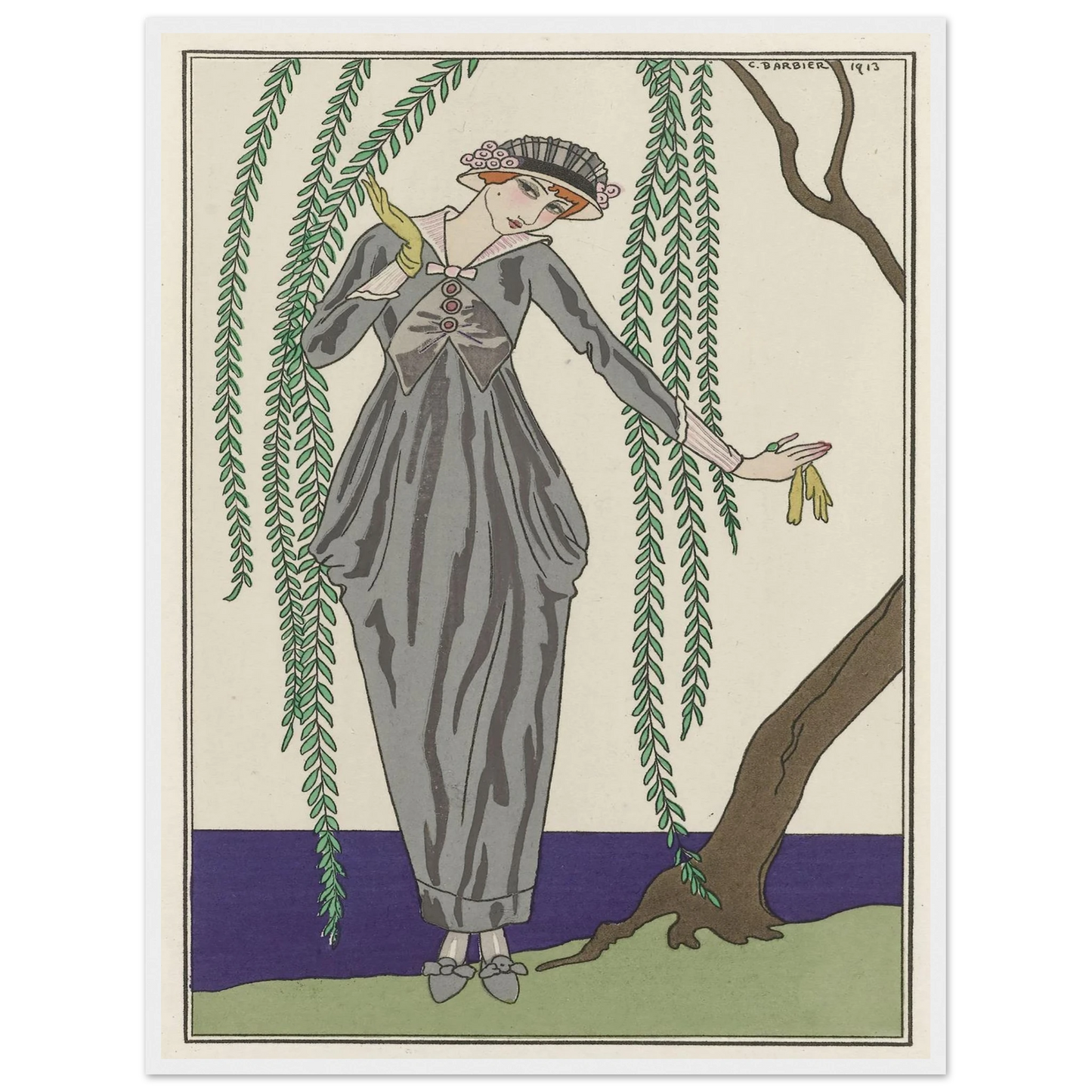 Robe de taffetas (1913) Art Print | George Barbier - Framed Poster - 30x40 cm / 12x16″ - Black frame