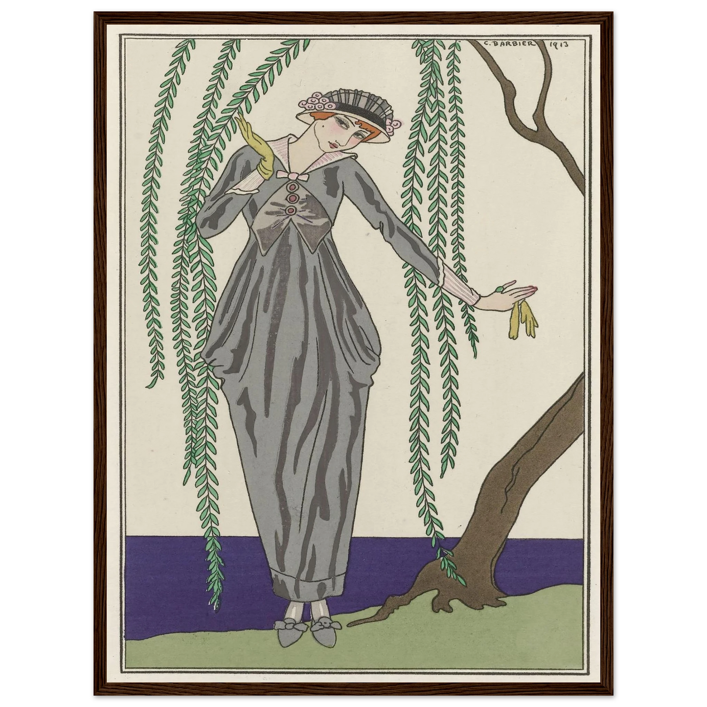 Robe de taffetas (1913) Art Print | George Barbier - Framed Poster - 30x40 cm / 12x16″ - Black frame