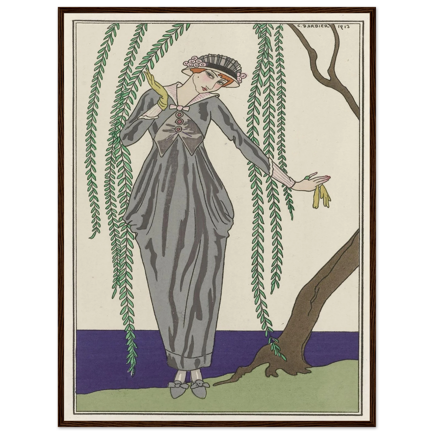 Robe de taffetas (1913) Art Print | George Barbier - Framed Poster - 30x40 cm / 12x16″ - Black frame