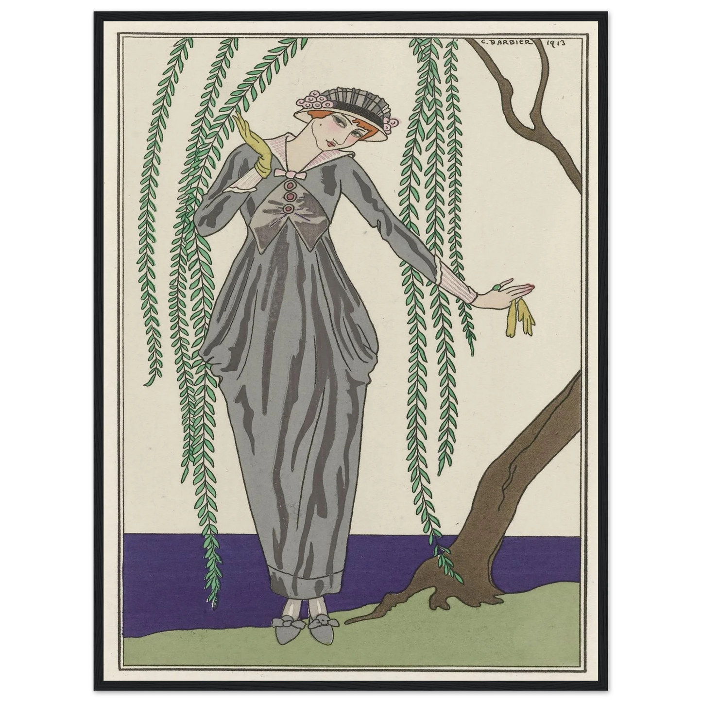 Robe de taffetas (1913) Art Print | George Barbier - Framed Poster - 30x40 cm / 12x16″ - Black frame