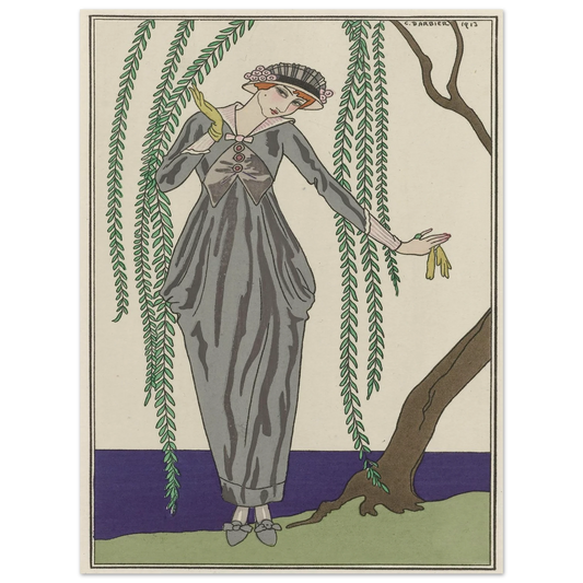 Robe de taffetas (1913) Art Print | George Barbier - Framed Poster - 30x40 cm / 12x16″ - Black frame