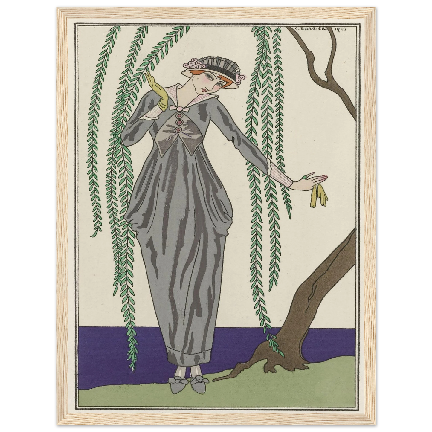 Robe de taffetas (1913) Art Print | George Barbier - Framed Poster - 30x40 cm / 12x16″ - Black frame