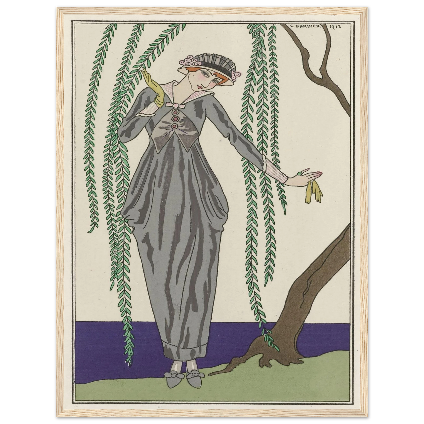 Robe de taffetas (1913) Art Print | George Barbier - Framed Poster - 30x40 cm / 12x16″ - Black frame