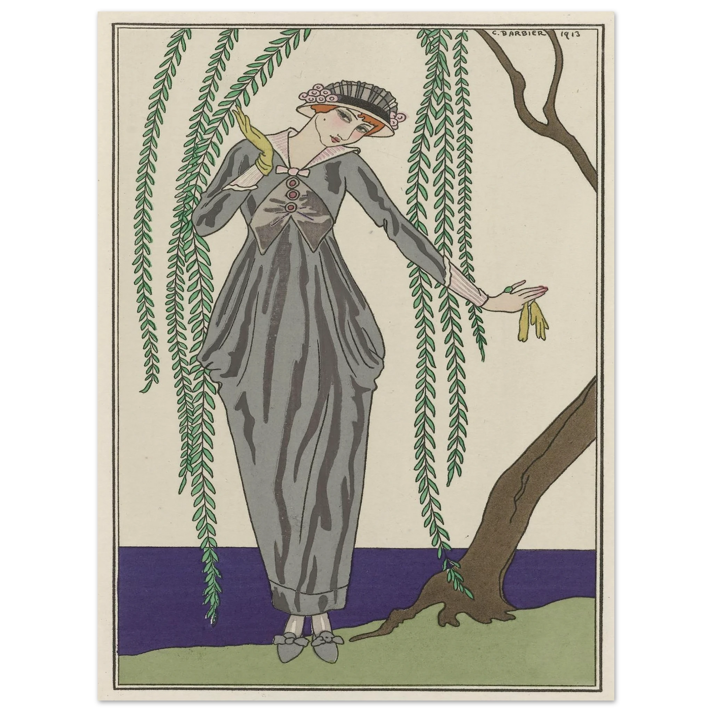 Robe de taffetas (1913) Art Print | George Barbier - Framed Poster - 30x40 cm / 12x16″ - Black frame