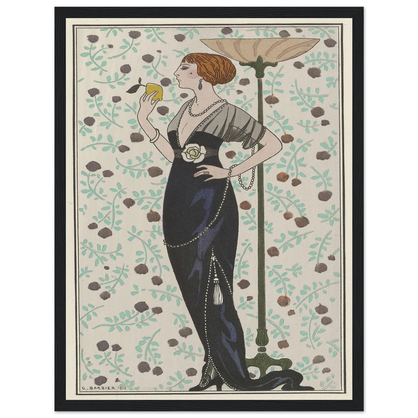 Robe du soir.. (1913) Art Print | George Barbier - Framed Poster - 30x40 cm / 12x16″ - Black frame