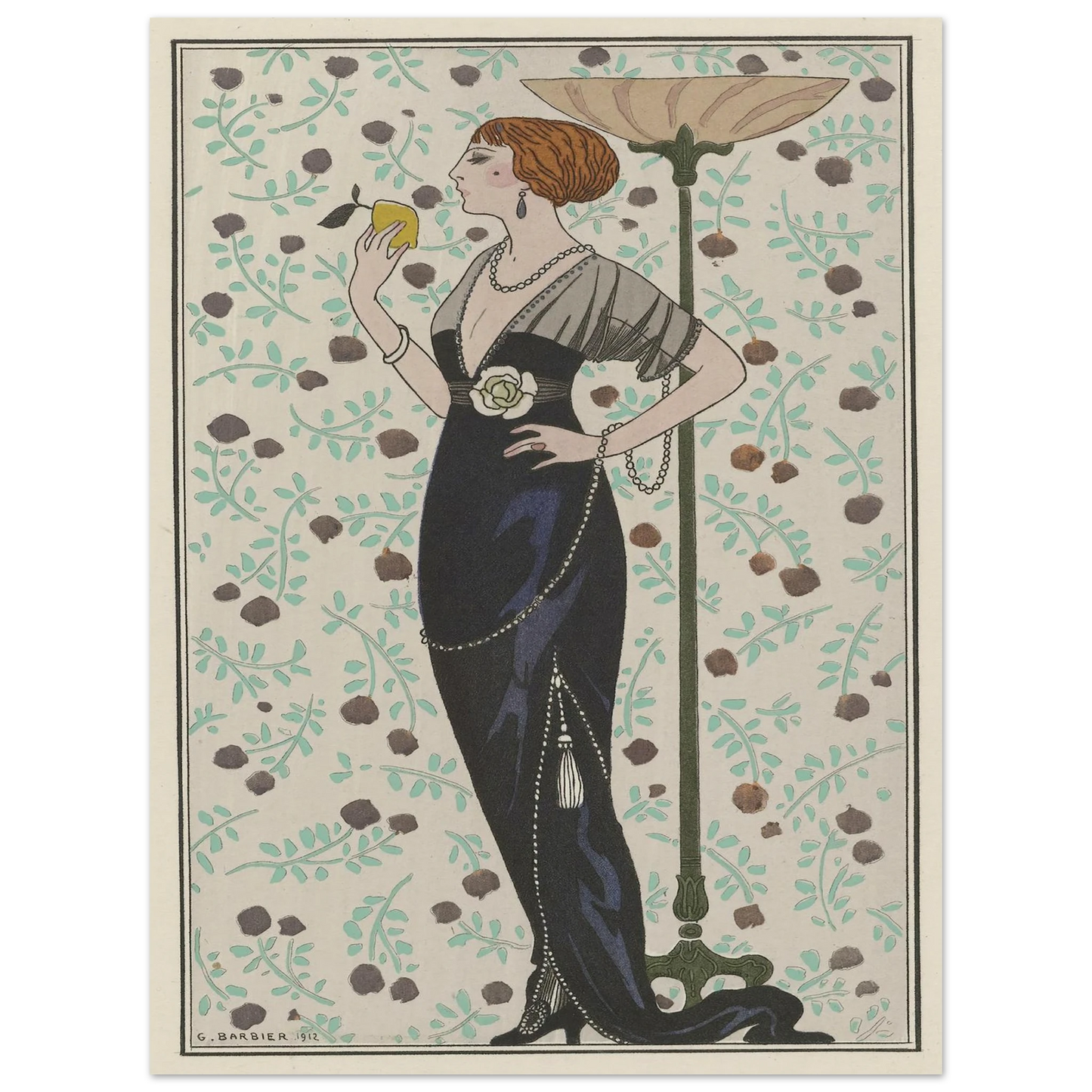 Robe du soir.. (1913) Art Print | George Barbier - Framed Poster - 30x40 cm / 12x16″ - Black frame