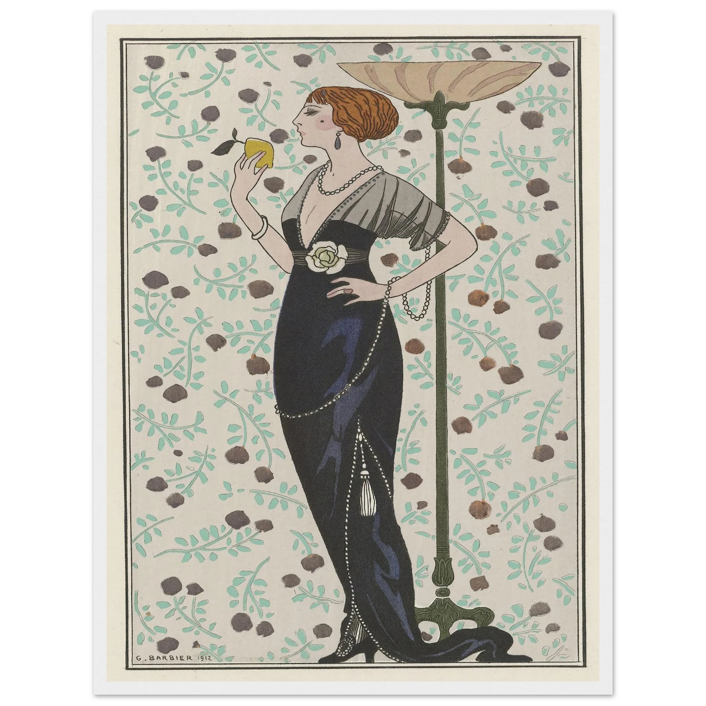 Robe du soir.. (1913) Art Print | George Barbier - Framed Poster - 30x40 cm / 12x16″ - Black frame