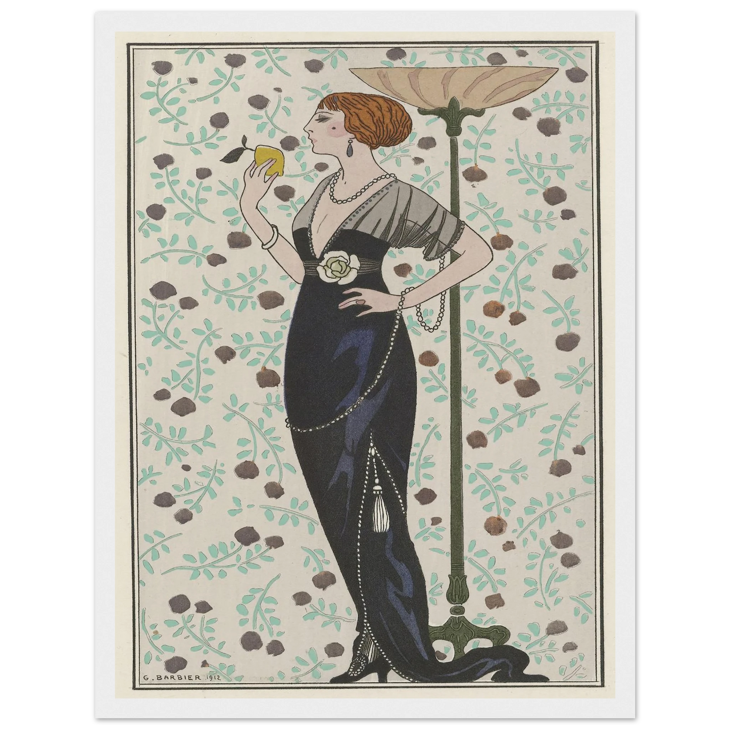 Robe du soir.. (1913) Art Print | George Barbier - Framed Poster - 30x40 cm / 12x16″ - Black frame