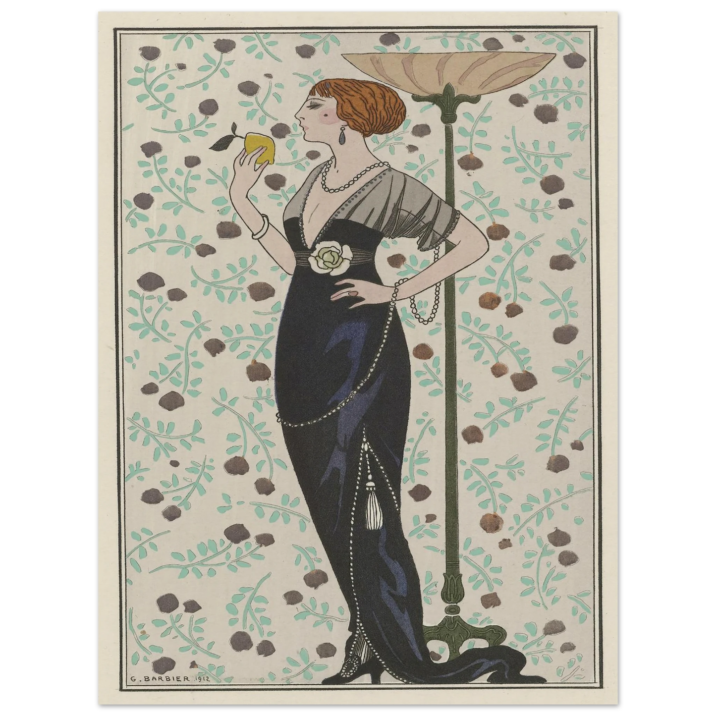 Robe du soir.. (1913) Art Print | George Barbier - Framed Poster - 30x40 cm / 12x16″ - Black frame
