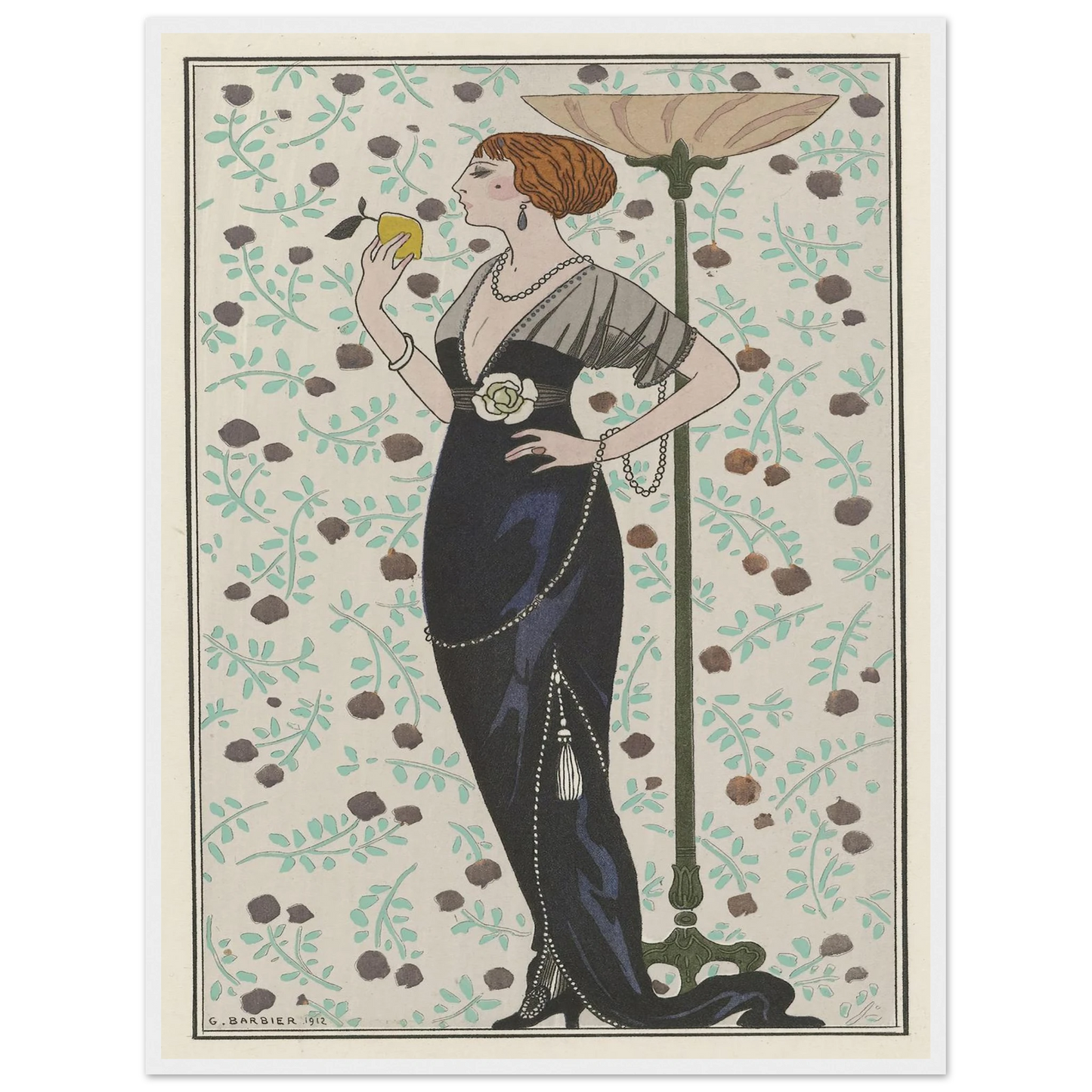 Robe du soir.. (1913) Art Print | George Barbier - Framed Poster - 30x40 cm / 12x16″ - Black frame