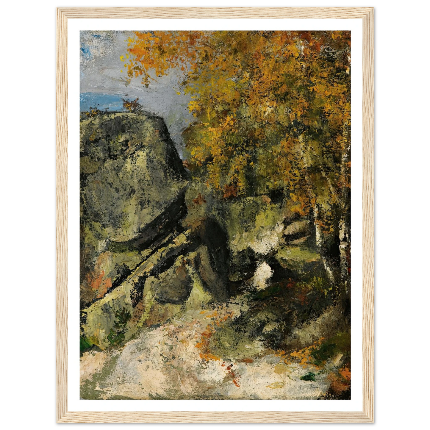 Rochers Dans La Fôret, Fontainebleau (circa 1865-68) Art Print | Paul Cezanne - Framed Poster - 30x40 cm / 12x16″ - Black frame