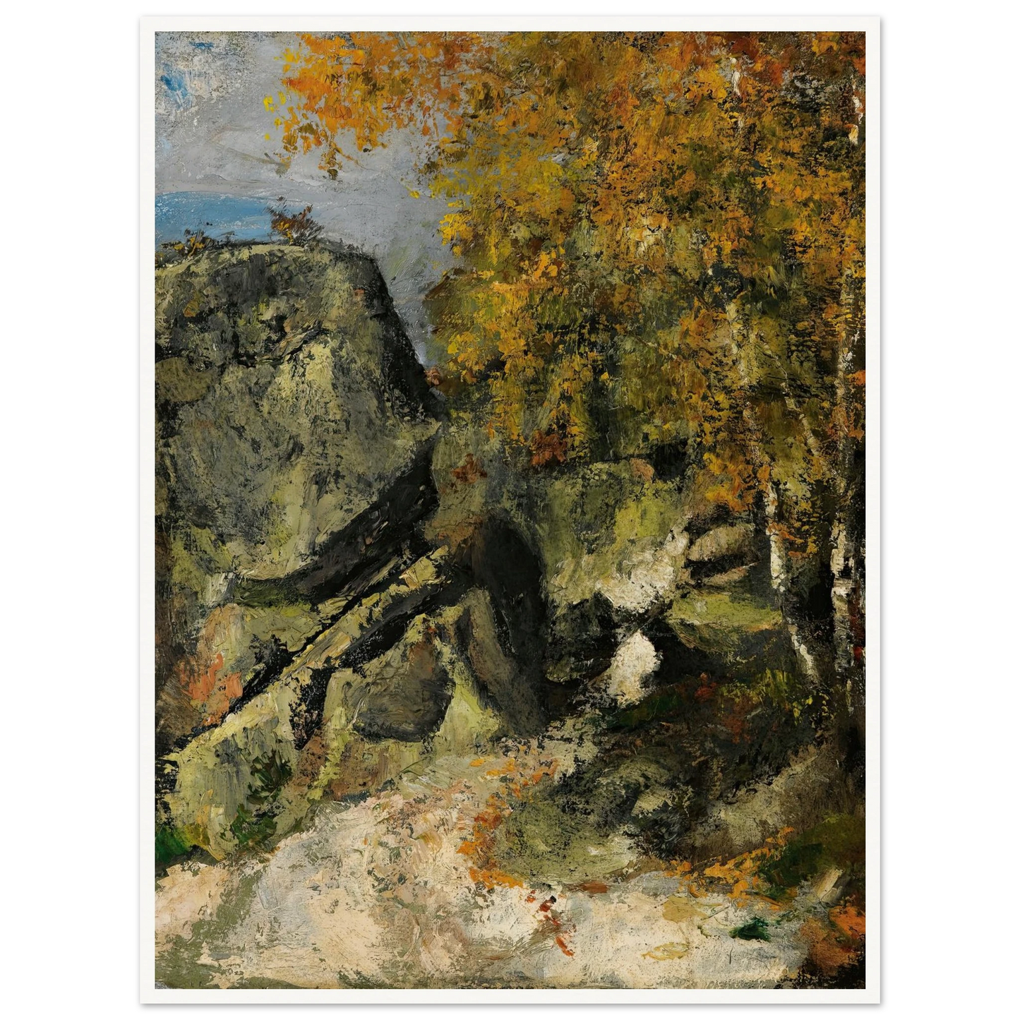 Rochers Dans La Fôret, Fontainebleau (circa 1865-68) Art Print | Paul Cezanne - Framed Poster - 30x40 cm / 12x16″ - Black frame