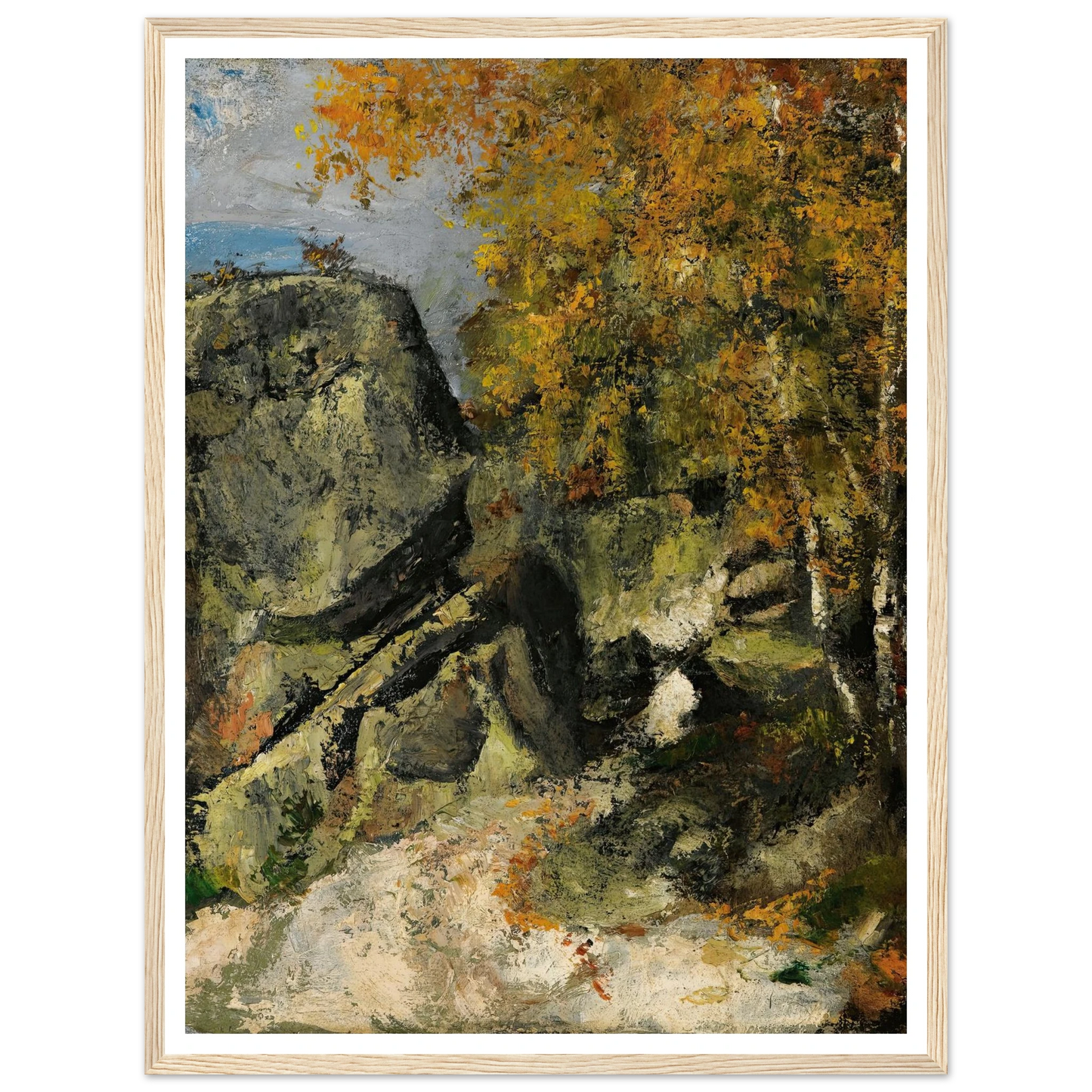 Rochers Dans La Fôret, Fontainebleau (circa 1865-68) Art Print | Paul Cezanne - Framed Poster - 30x40 cm / 12x16″ - Black frame