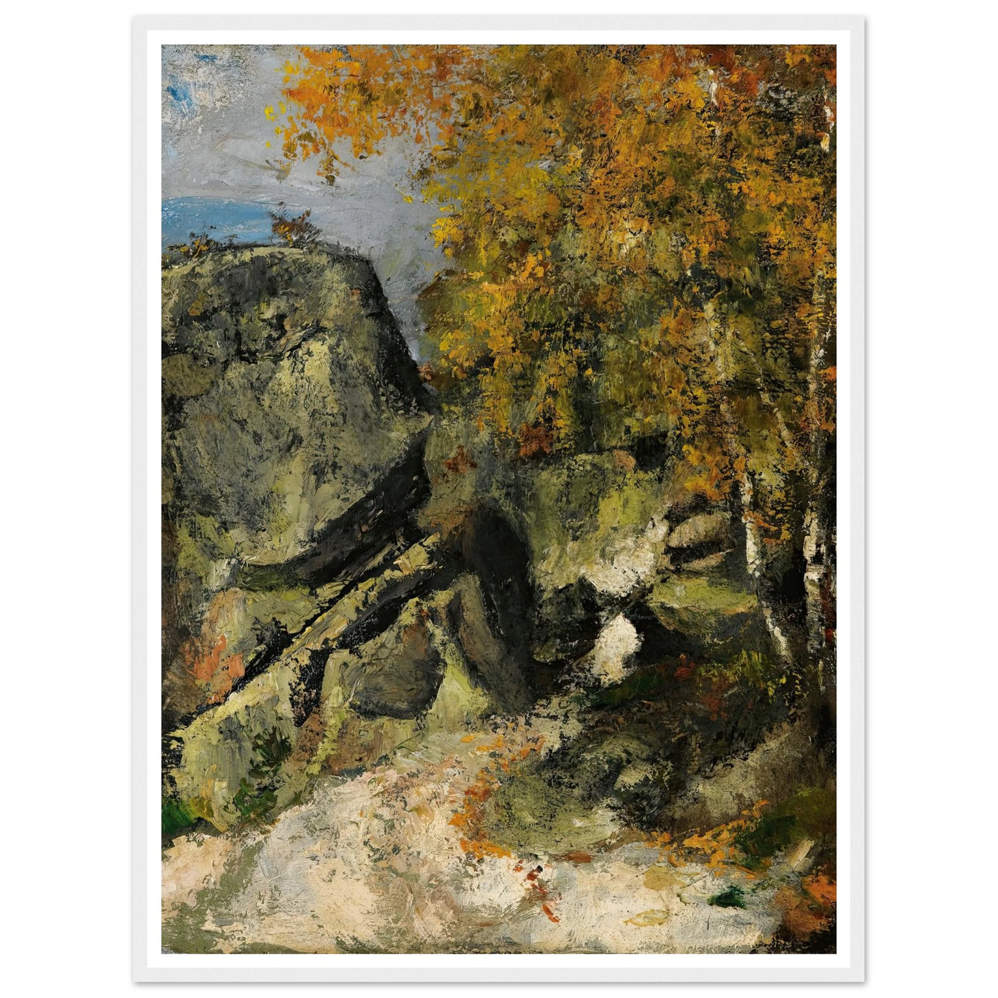 Rochers Dans La Fôret, Fontainebleau (circa 1865-68) Art Print | Paul Cezanne - Framed Poster - 30x40 cm / 12x16″ - Black frame
