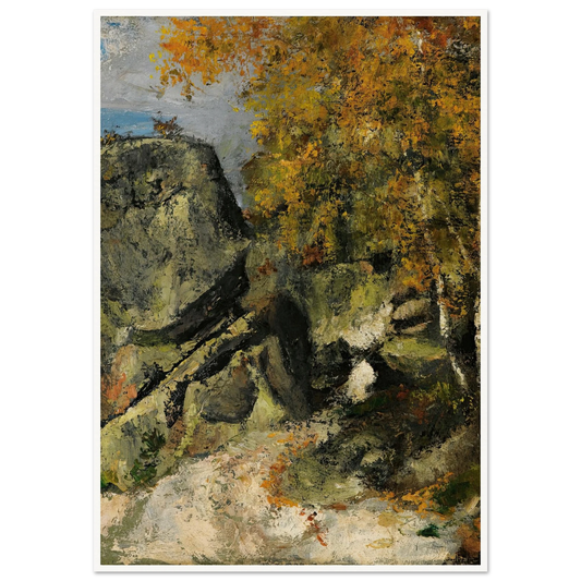 Rochers Dans La Fôret, Fontainebleau (circa 1865-68) Art Print | Paul Cezanne - Framed Poster - 30x40 cm / 12x16″ - Black frame