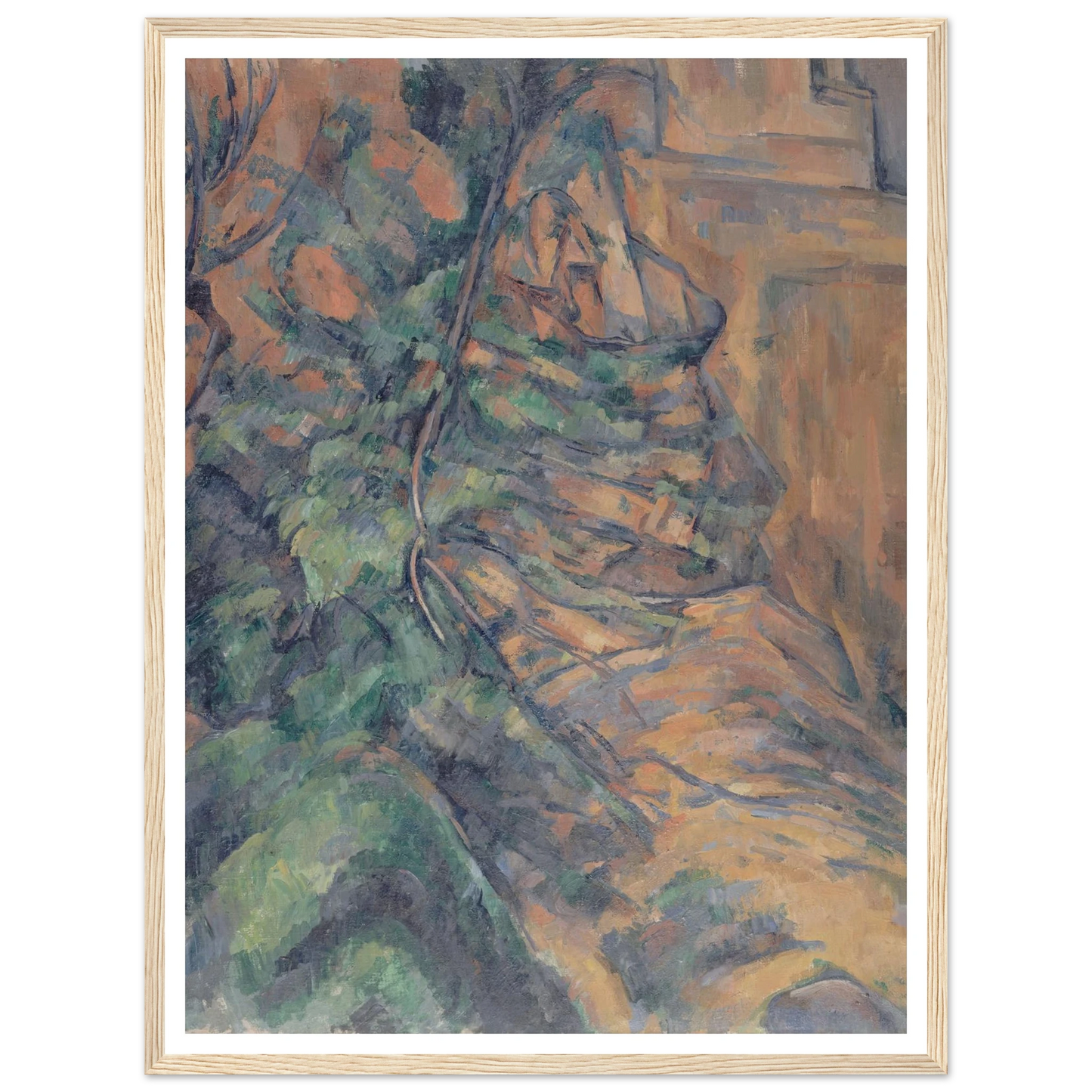 Rochers et branches à Bibémus (1895-1904) Art Print | Paul Cezanne - Framed Poster - 30x40 cm / 12x16″ - Black frame