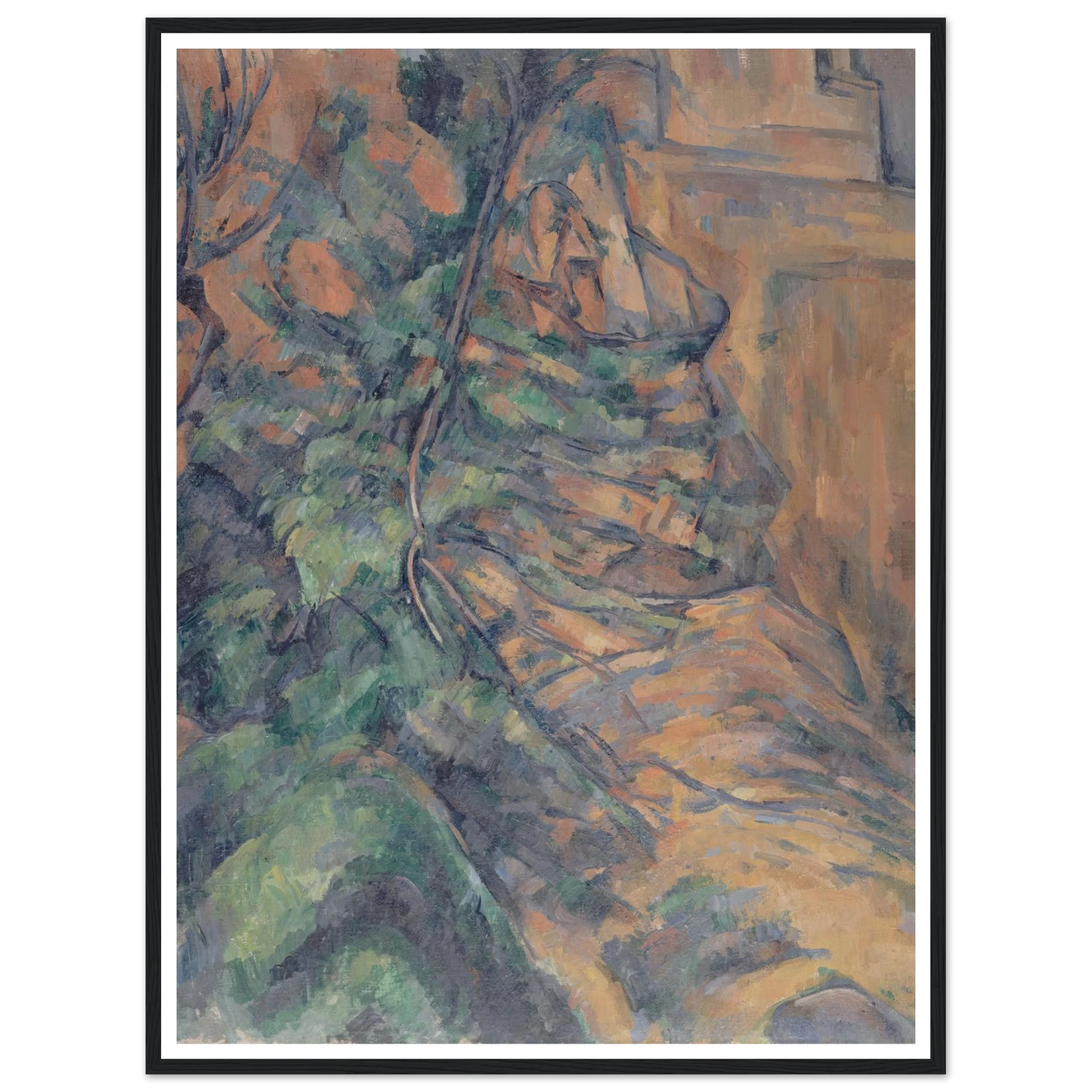 Rochers et branches à Bibémus (1895-1904) Art Print | Paul Cezanne - Framed Poster - 30x40 cm / 12x16″ - Black frame
