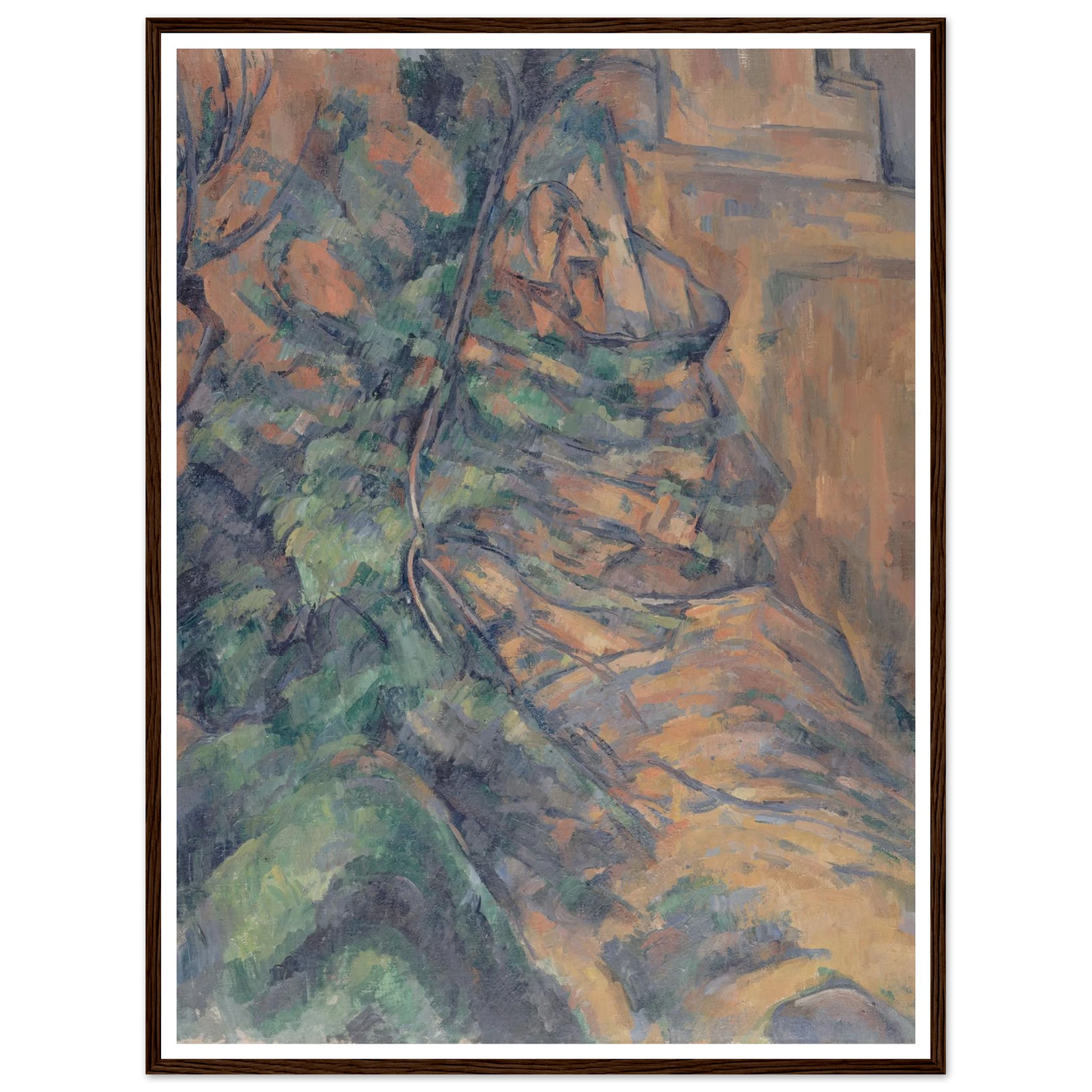 Rochers et branches à Bibémus (1895-1904) Art Print | Paul Cezanne - Framed Poster - 30x40 cm / 12x16″ - Black frame