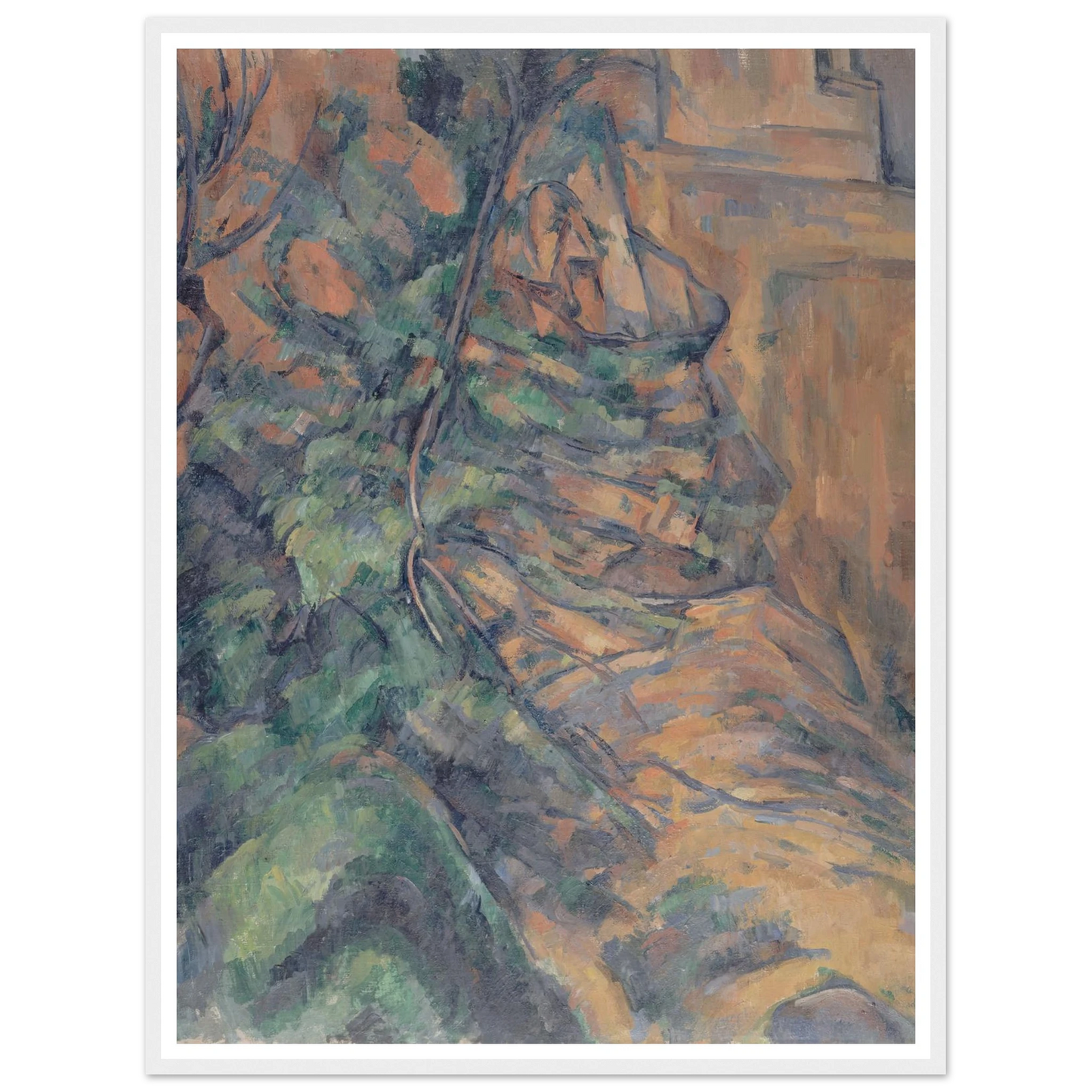 Rochers et branches à Bibémus (1895-1904) Art Print | Paul Cezanne - Framed Poster - 30x40 cm / 12x16″ - Black frame