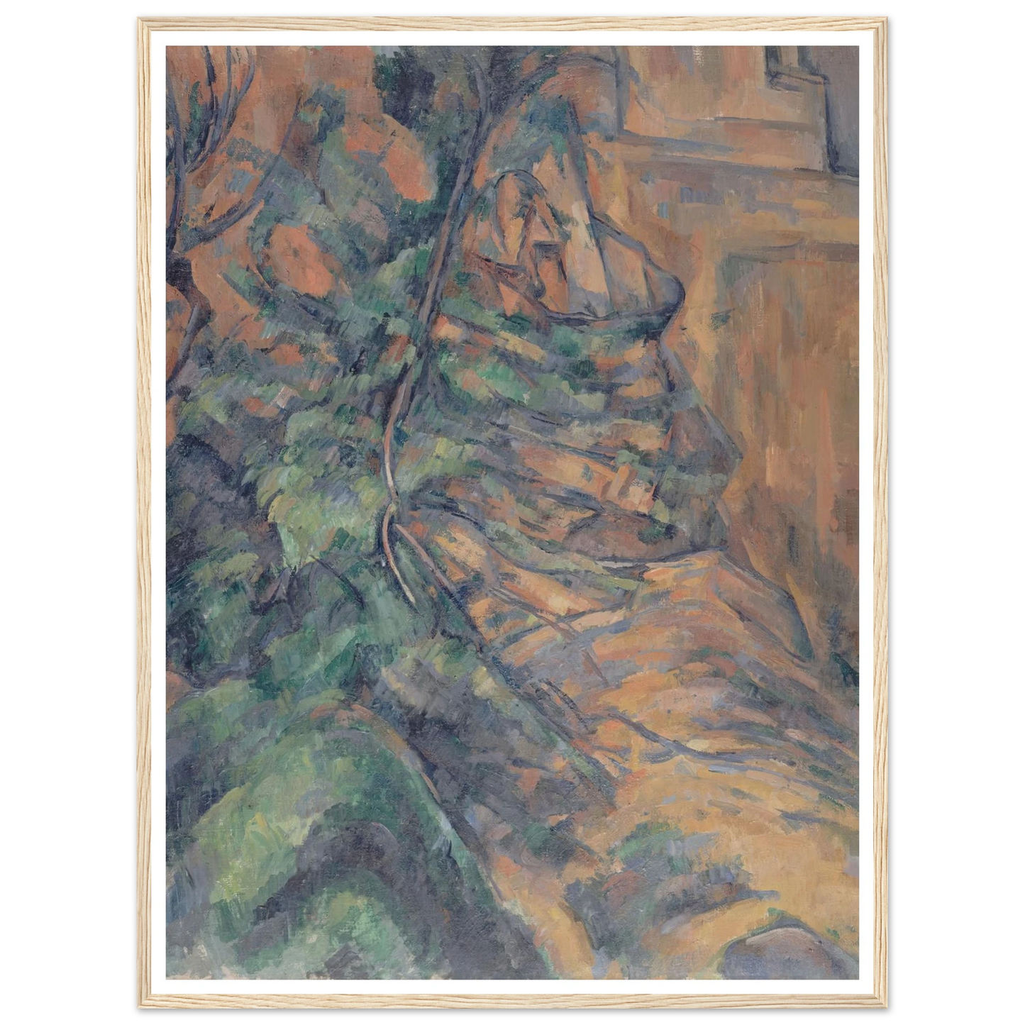 Rochers et branches à Bibémus (1895-1904) Art Print | Paul Cezanne - Framed Poster - 30x40 cm / 12x16″ - Black frame