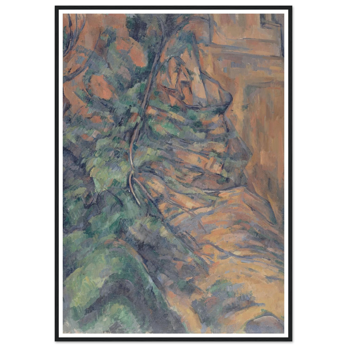Rochers et branches à Bibémus (1895-1904) Art Print | Paul Cezanne - Framed Poster - 30x40 cm / 12x16″ - Black frame