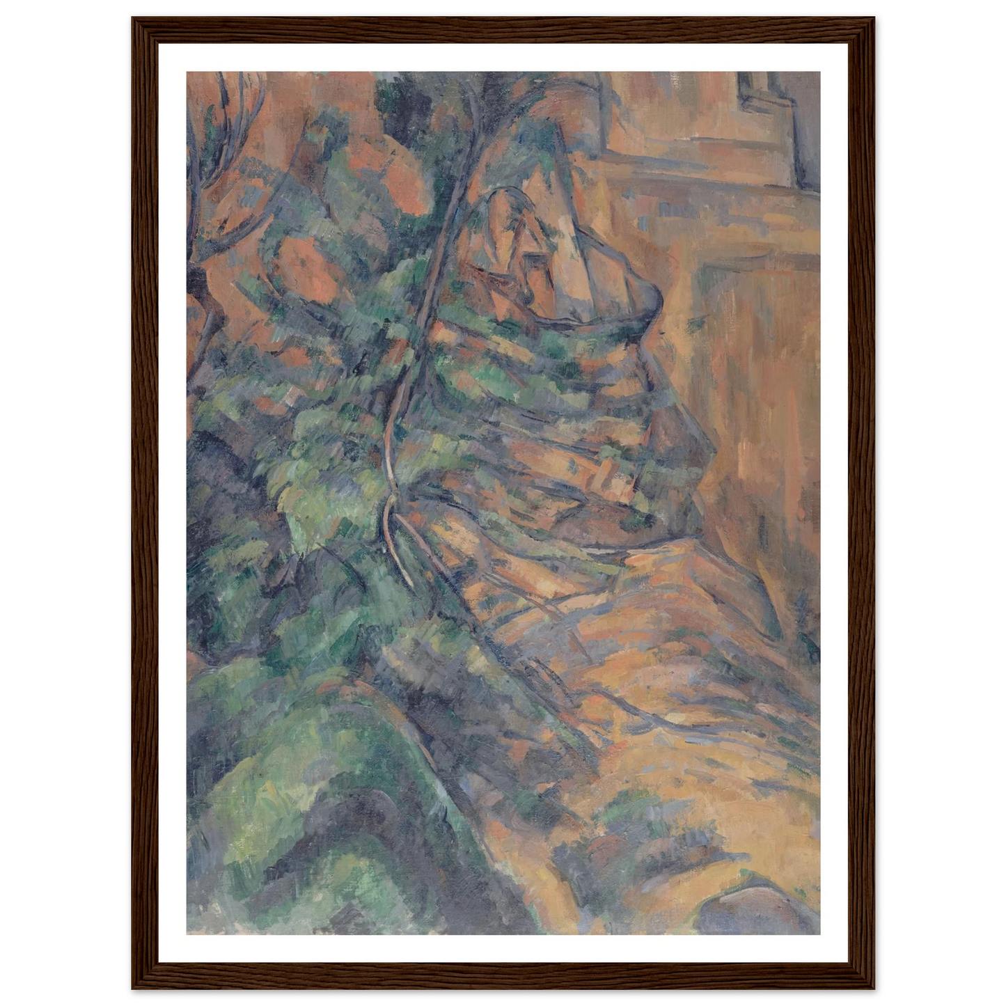 Rochers et branches à Bibémus (1895-1904) Art Print | Paul Cezanne - Framed Poster - 30x40 cm / 12x16″ - Black frame