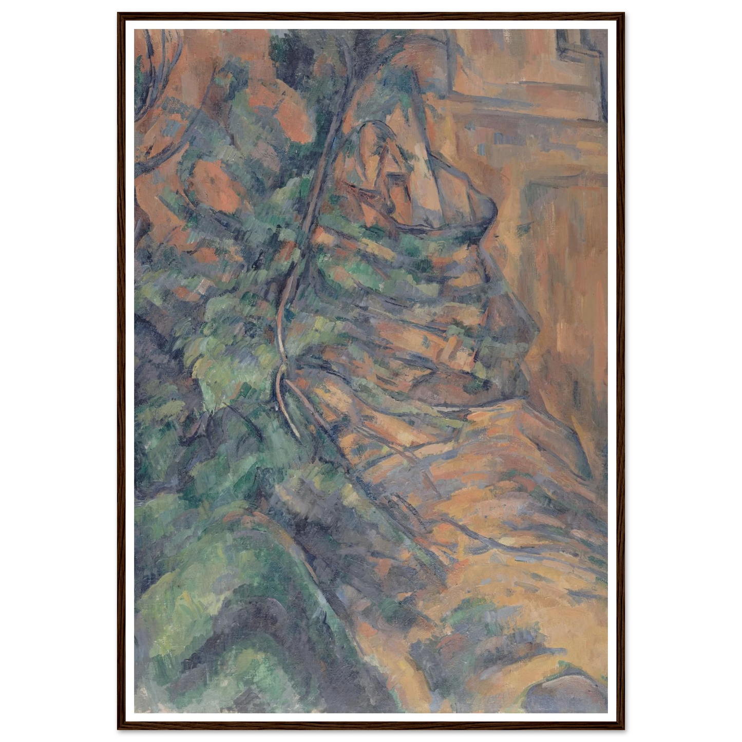 Rochers et branches à Bibémus (1895-1904) Art Print | Paul Cezanne - Framed Poster - 30x40 cm / 12x16″ - Black frame
