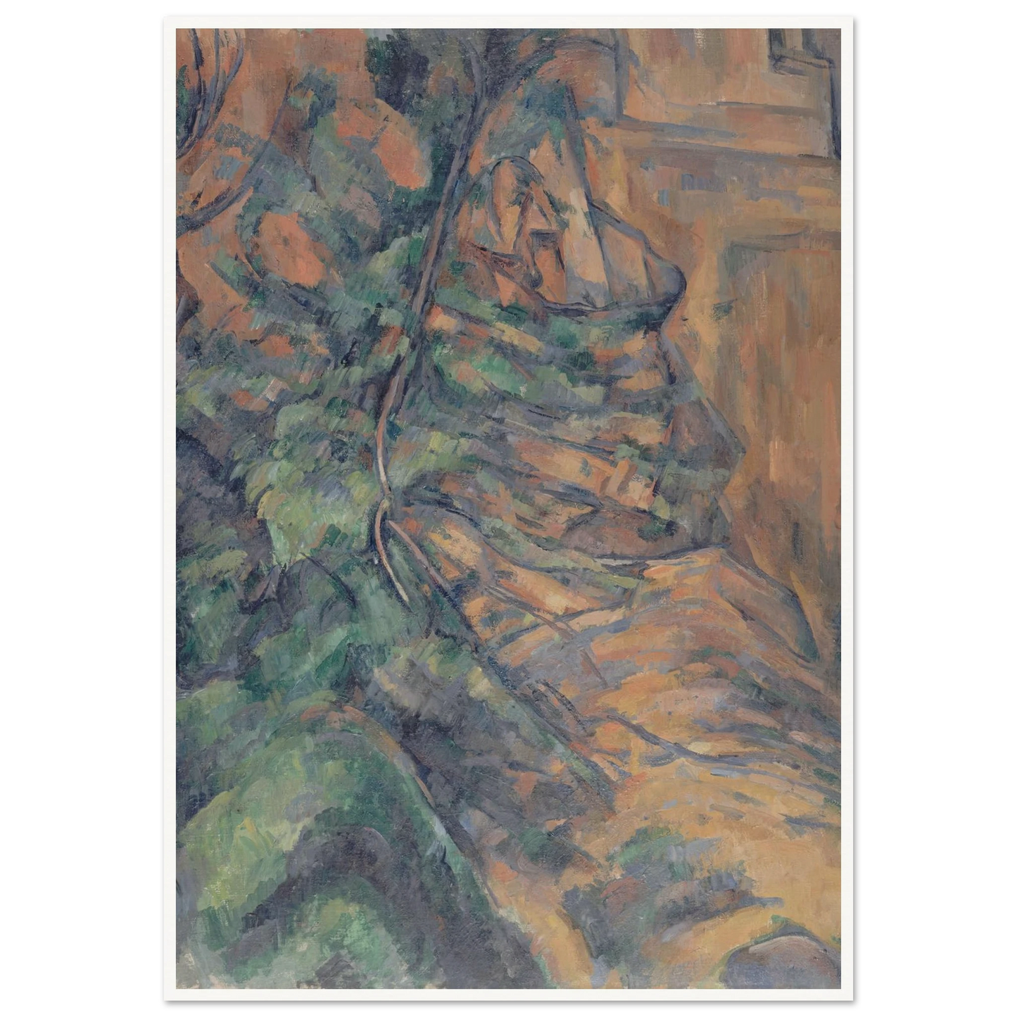 Rochers et branches à Bibémus (1895-1904) Art Print | Paul Cezanne - Framed Poster - 30x40 cm / 12x16″ - Black frame