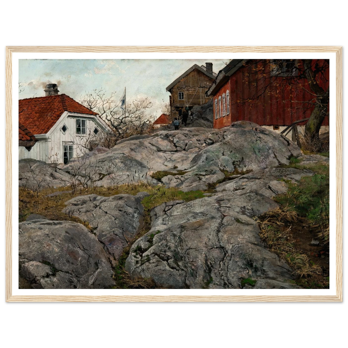 Rock, Motif from Kragerö (1882) Art Print | Frits Thaulow - Framed Poster - 30x40 cm / 12x16″ - Black frame