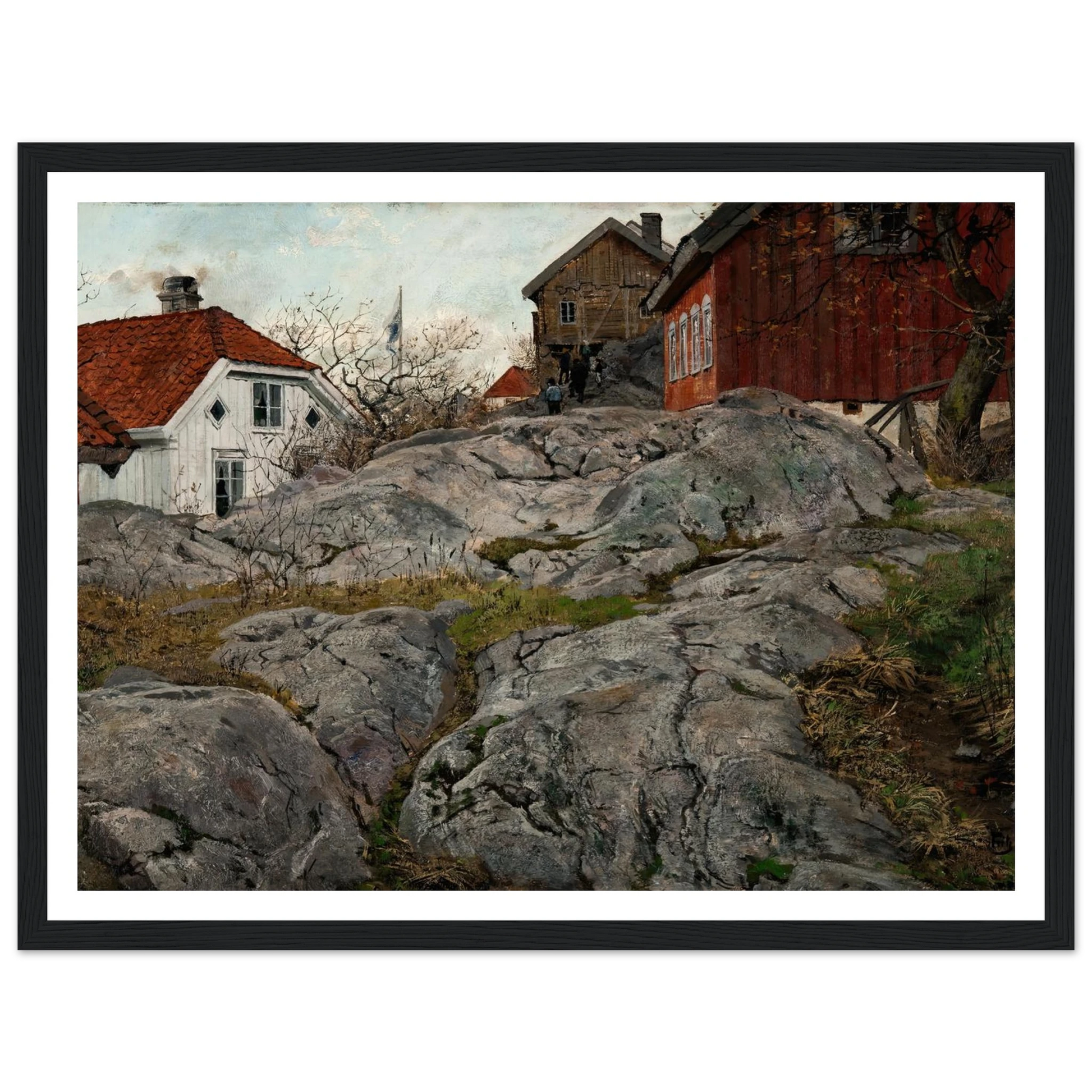 Rock, Motif from Kragerö (1882) Art Print | Frits Thaulow - Framed Poster - 30x40 cm / 12x16″ - Black frame