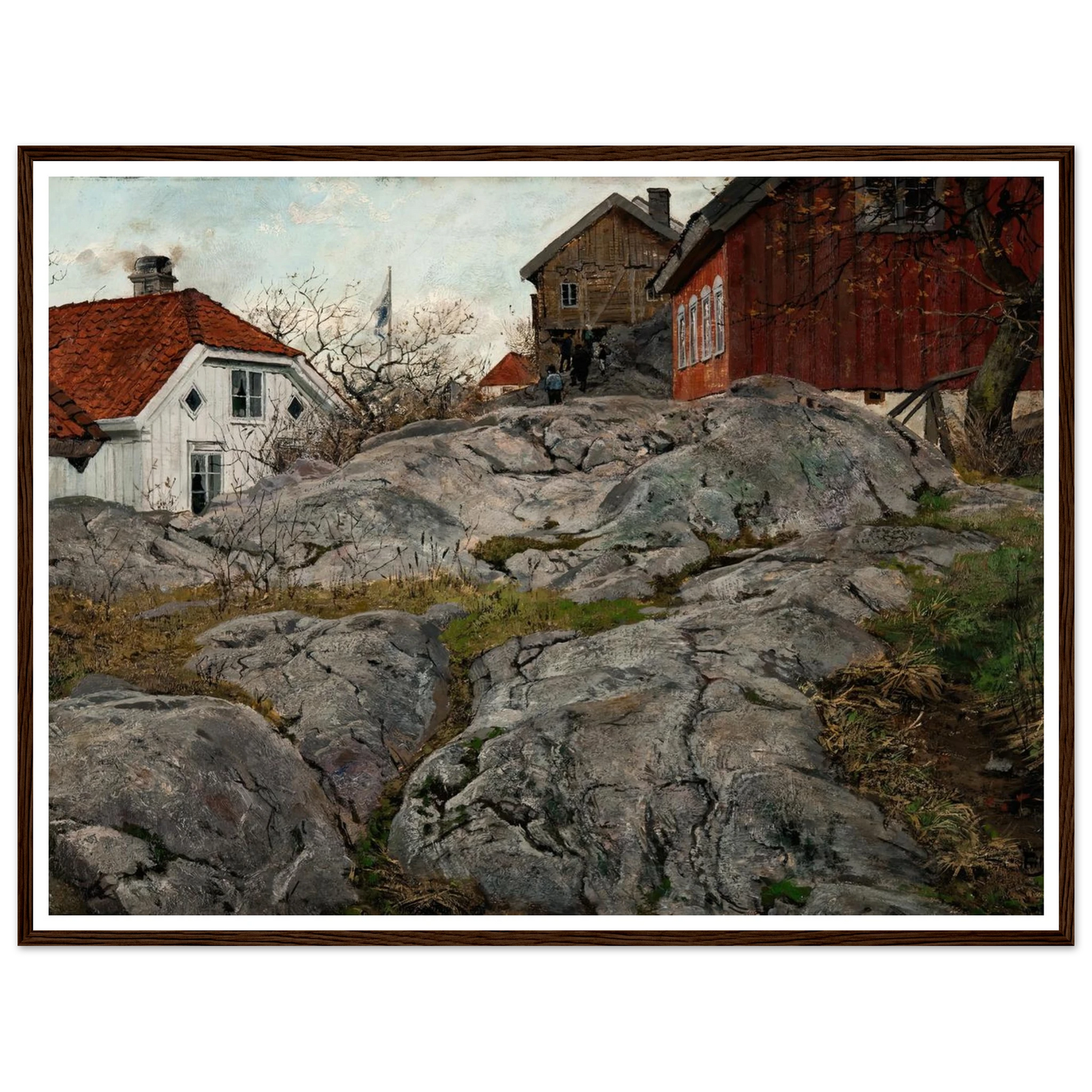 Rock, Motif from Kragerö (1882) Art Print | Frits Thaulow - Framed Poster - 30x40 cm / 12x16″ - Black frame