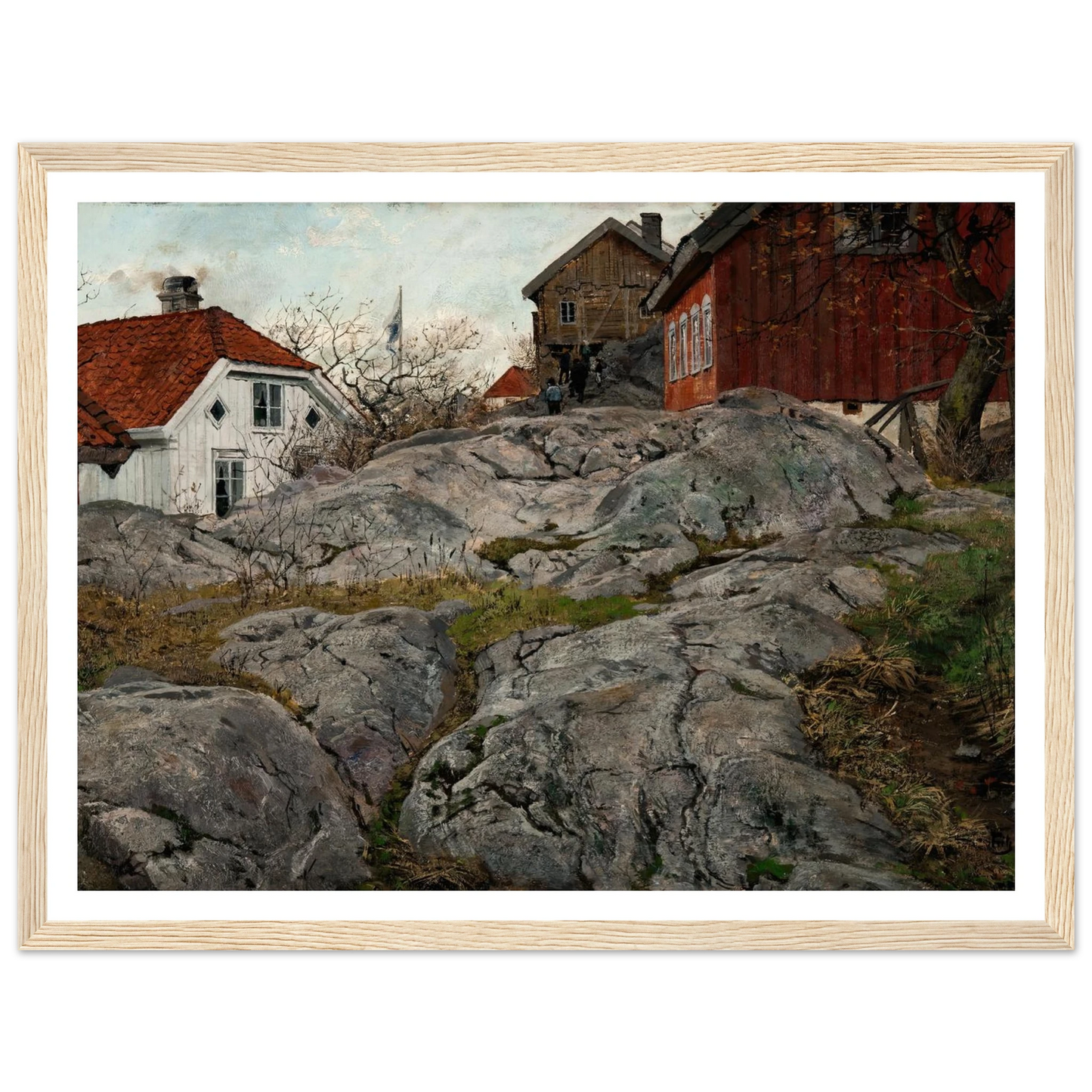 Rock, Motif from Kragerö (1882) Art Print | Frits Thaulow - Framed Poster - 30x40 cm / 12x16″ - Black frame