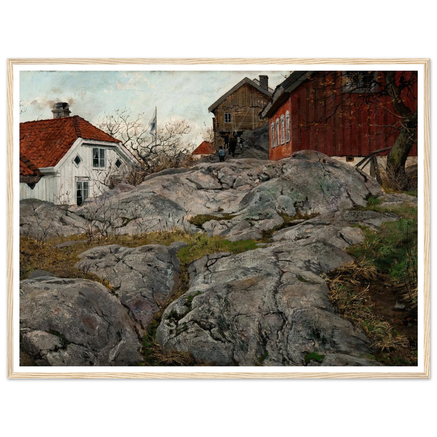 Rock, Motif from Kragerö (1882) Art Print | Frits Thaulow - Framed Poster - 30x40 cm / 12x16″ - Black frame