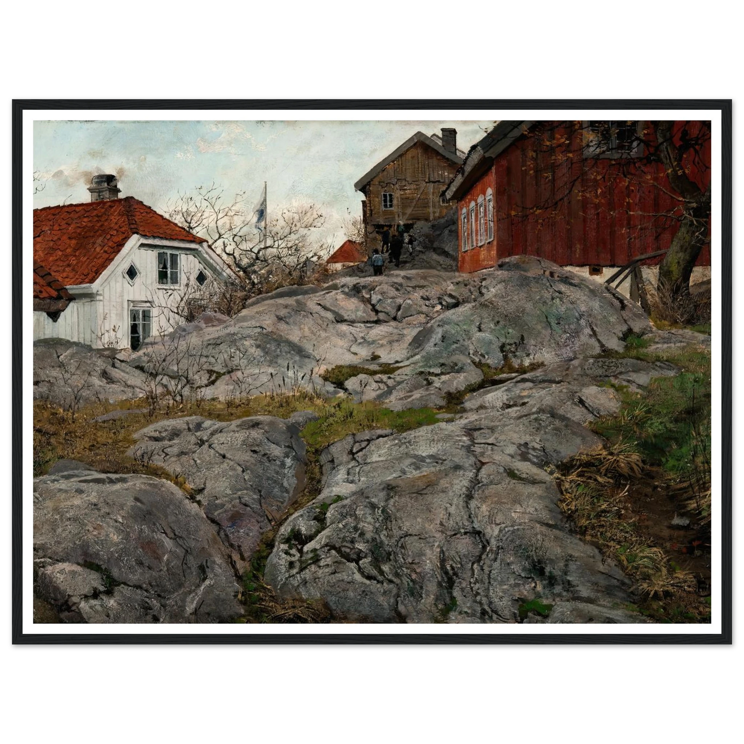 Rock, Motif from Kragerö (1882) Art Print | Frits Thaulow - Framed Poster - 30x40 cm / 12x16″ - Black frame