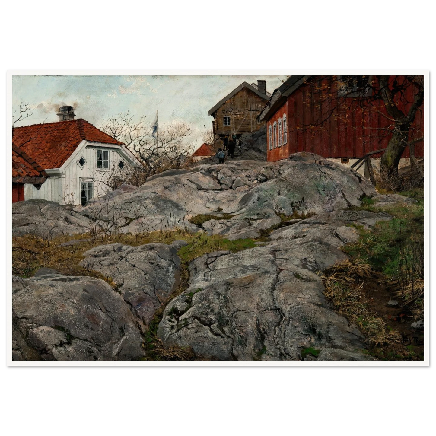 Rock, Motif from Kragerö (1882) Art Print | Frits Thaulow - Framed Poster - 30x40 cm / 12x16″ - Black frame