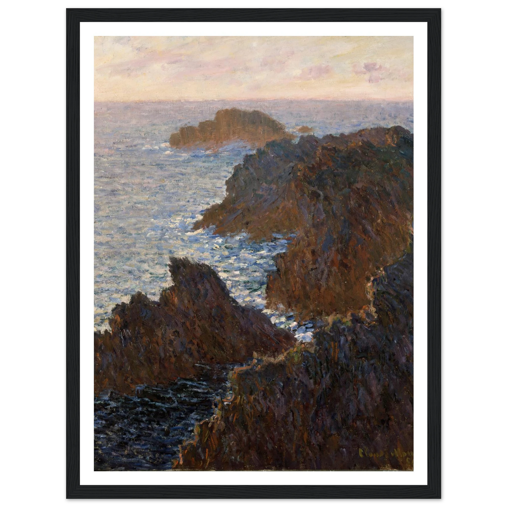 Rocks at Belle-Isle, Port-Domois (1886) Art Print | Claude Monet - Framed Poster - 30x40 cm / 12x16″ - Black frame