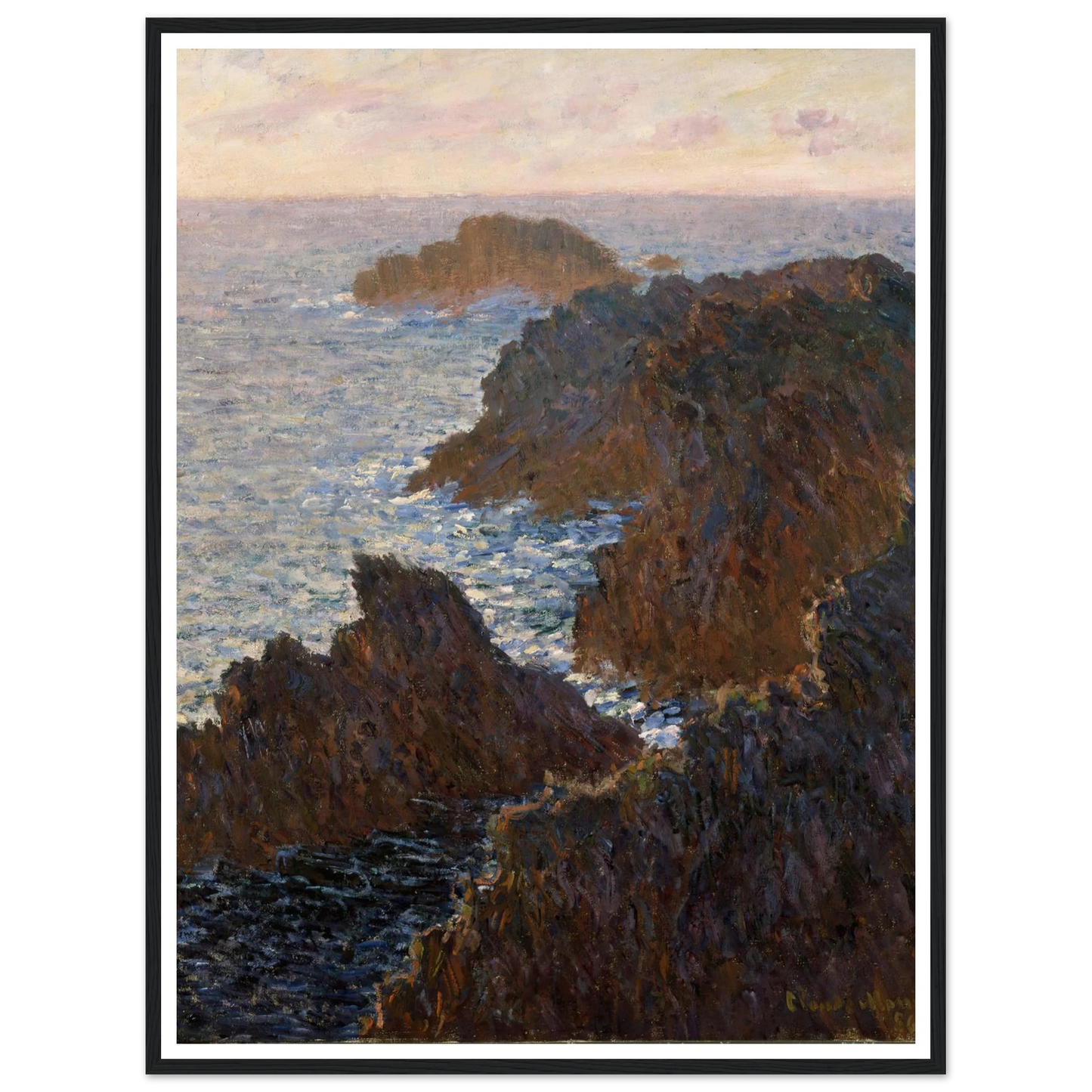 Rocks at Belle-Isle, Port-Domois (1886) Art Print | Claude Monet - Framed Poster - 30x40 cm / 12x16″ - Black frame