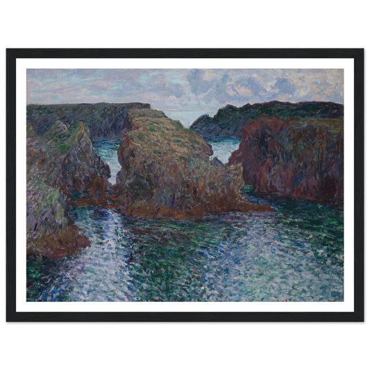 Rocks at Port-Goulphar, Belle-Île (1886) Art Print | Claude Monet - Framed Poster - 30x40 cm / 12x16″ - Black frame