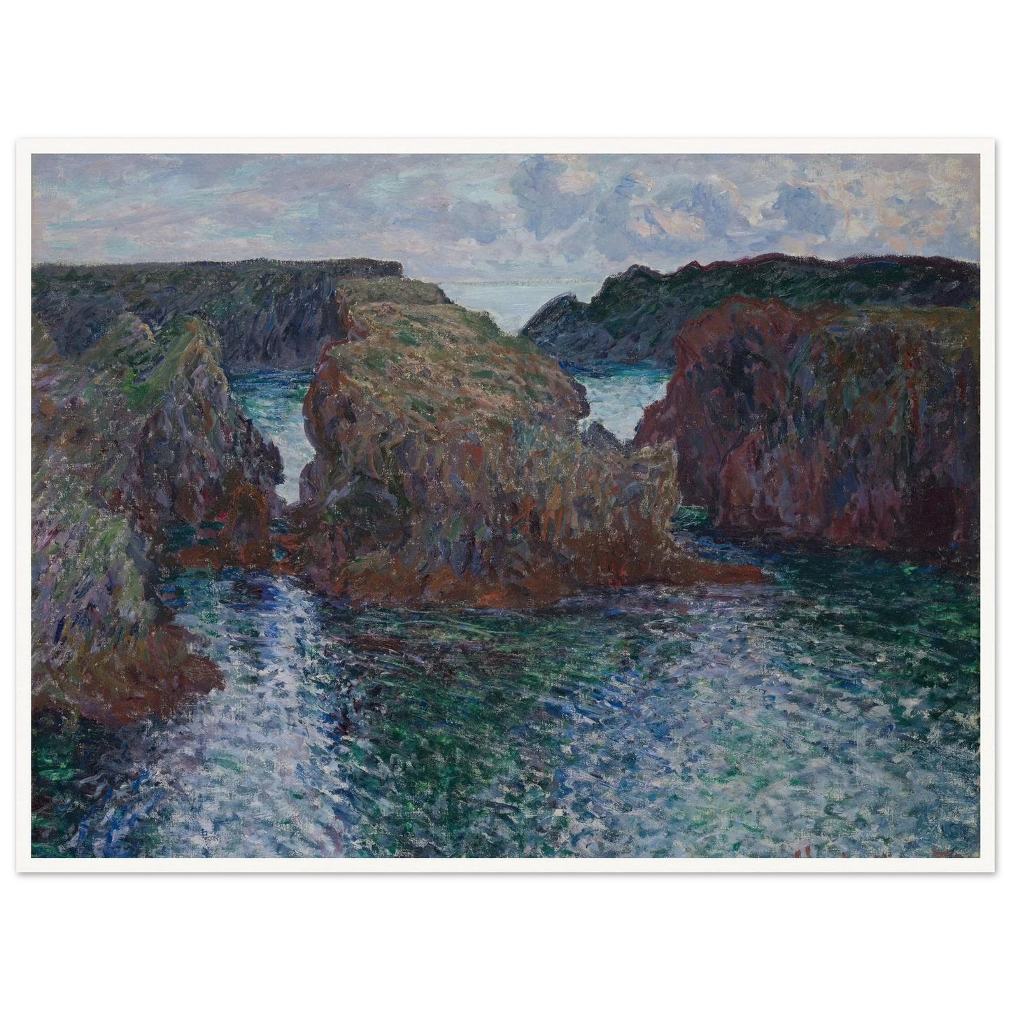 Rocks at Port-Goulphar, Belle-Île (1886) Art Print | Claude Monet - Framed Poster - 30x40 cm / 12x16″ - Black frame