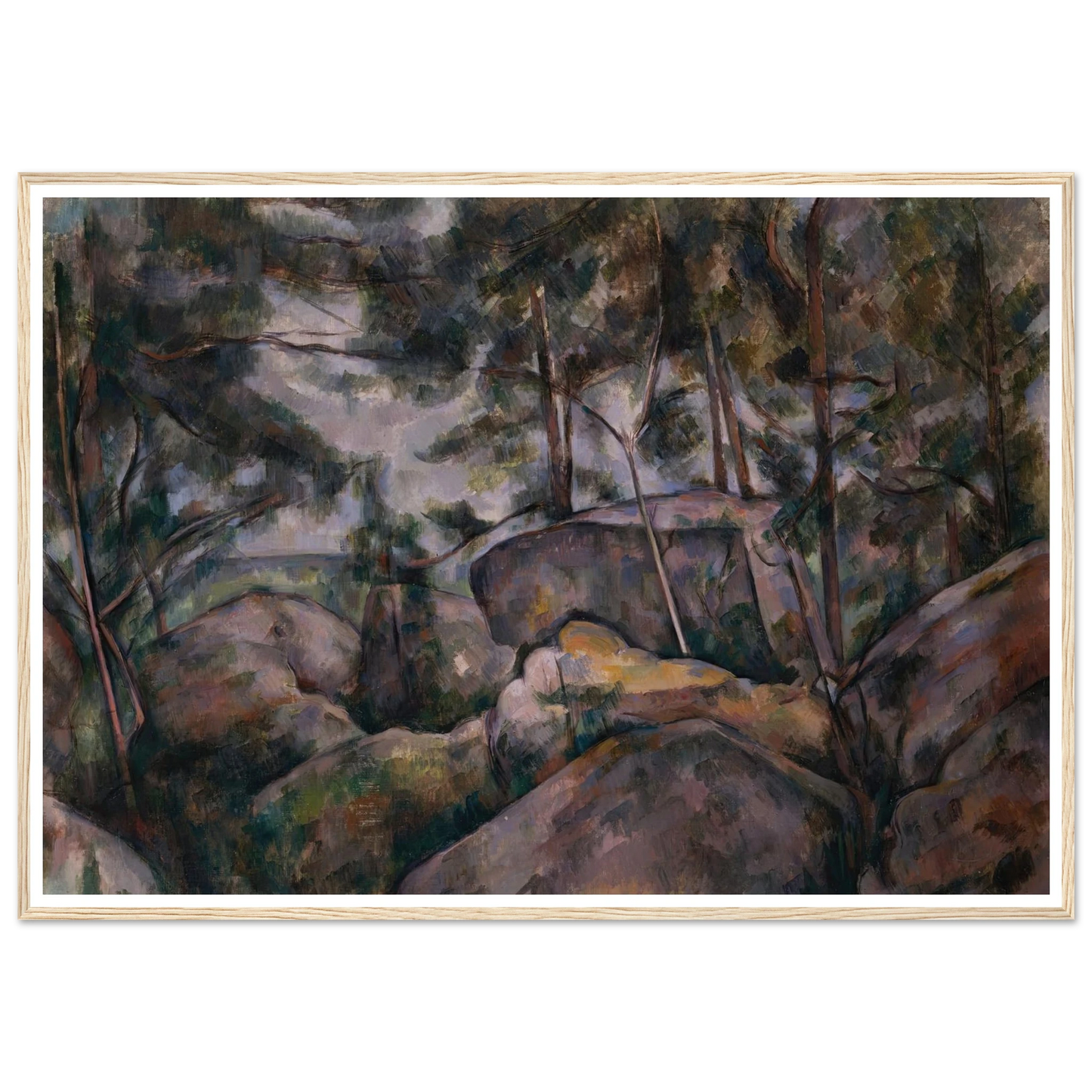 Rocks in the Forest (1890s) Art Print | Paul Cezanne - Framed Poster - 30x40 cm / 12x16″ - Black frame