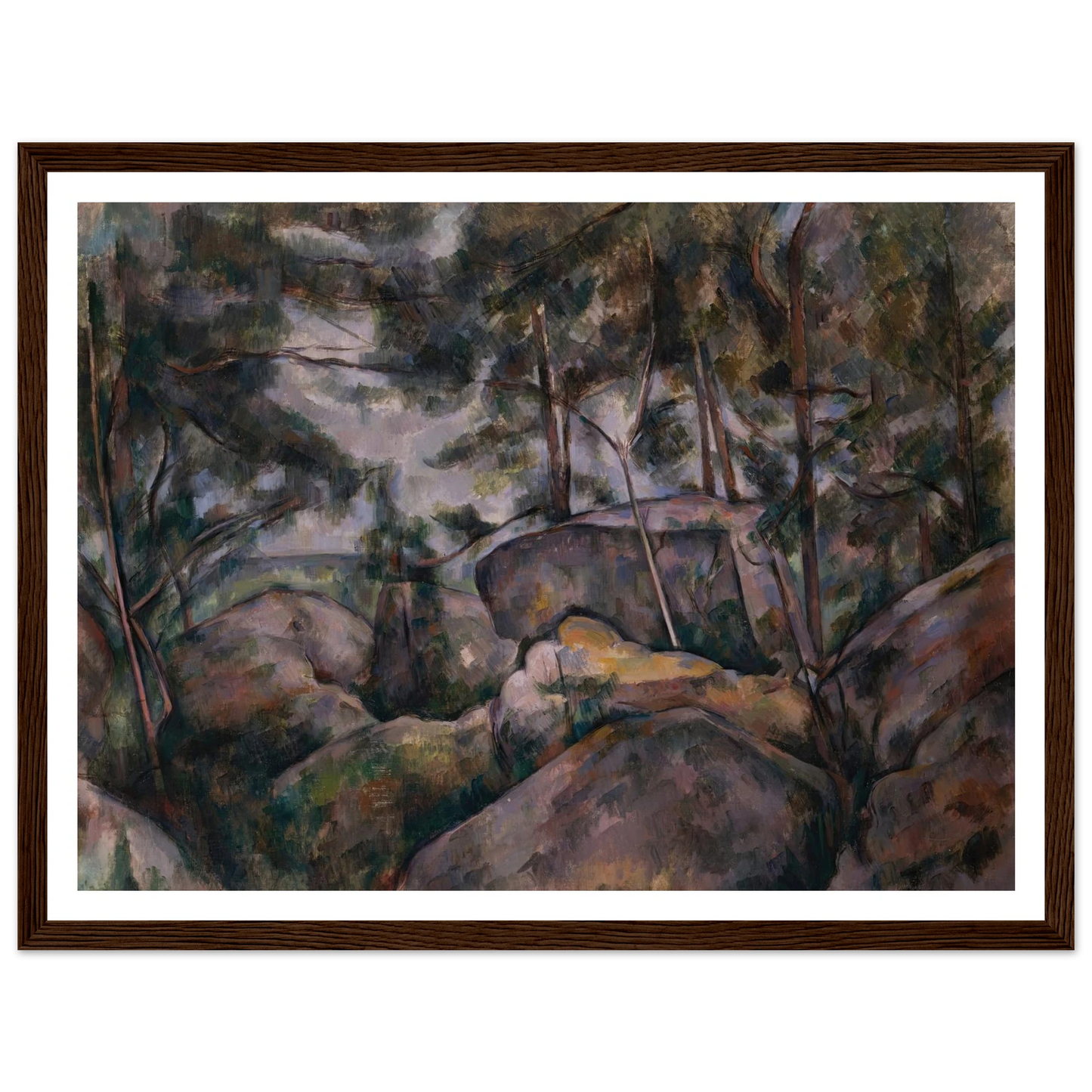 Rocks in the Forest (1890s) Art Print | Paul Cezanne - Framed Poster - 30x40 cm / 12x16″ - Black frame