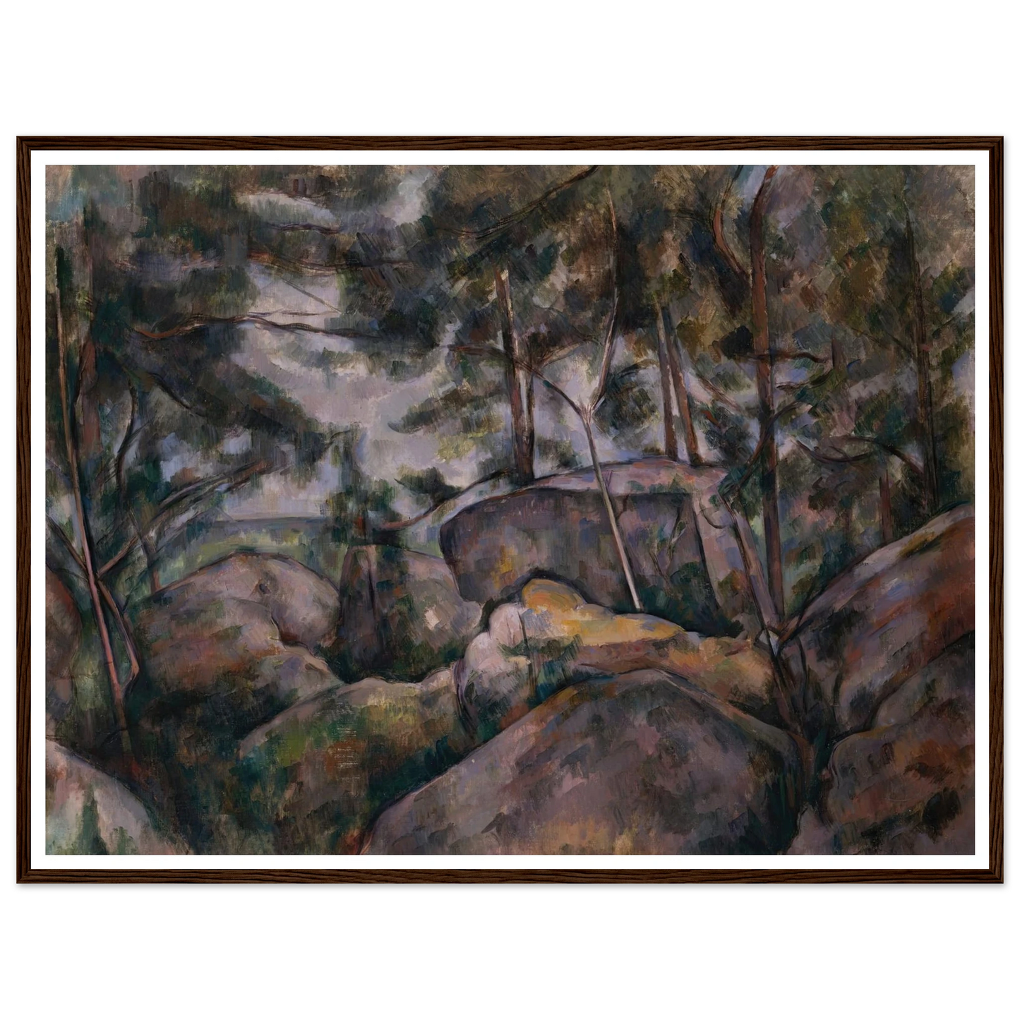 Rocks in the Forest (1890s) Art Print | Paul Cezanne - Framed Poster - 30x40 cm / 12x16″ - Black frame