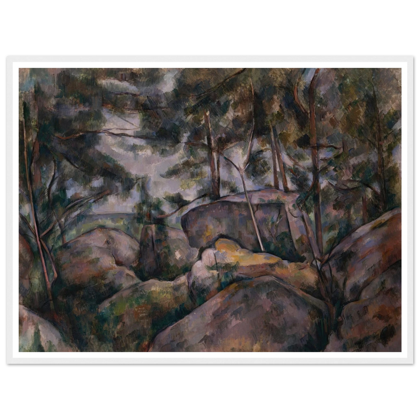 Rocks in the Forest (1890s) Art Print | Paul Cezanne - Framed Poster - 30x40 cm / 12x16″ - Black frame
