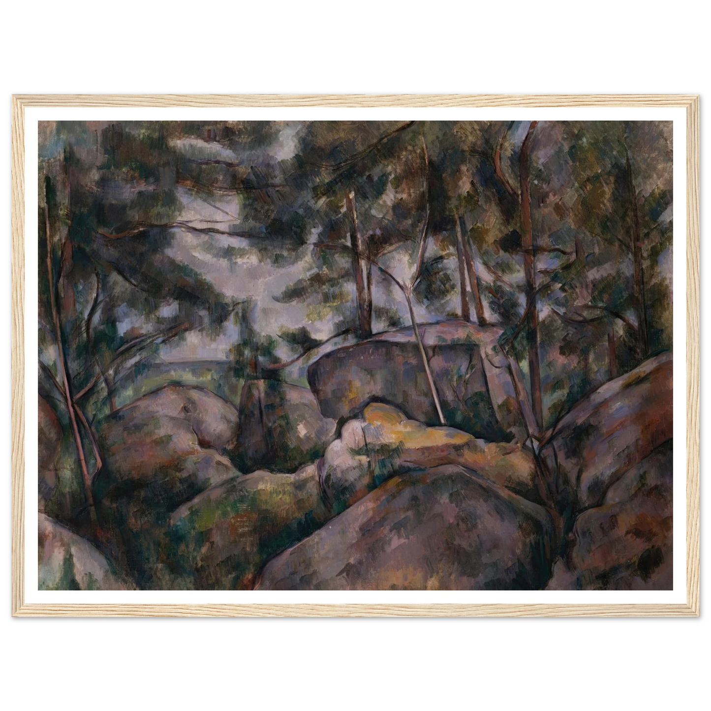 Rocks in the Forest (1890s) Art Print | Paul Cezanne - Framed Poster - 30x40 cm / 12x16″ - Black frame