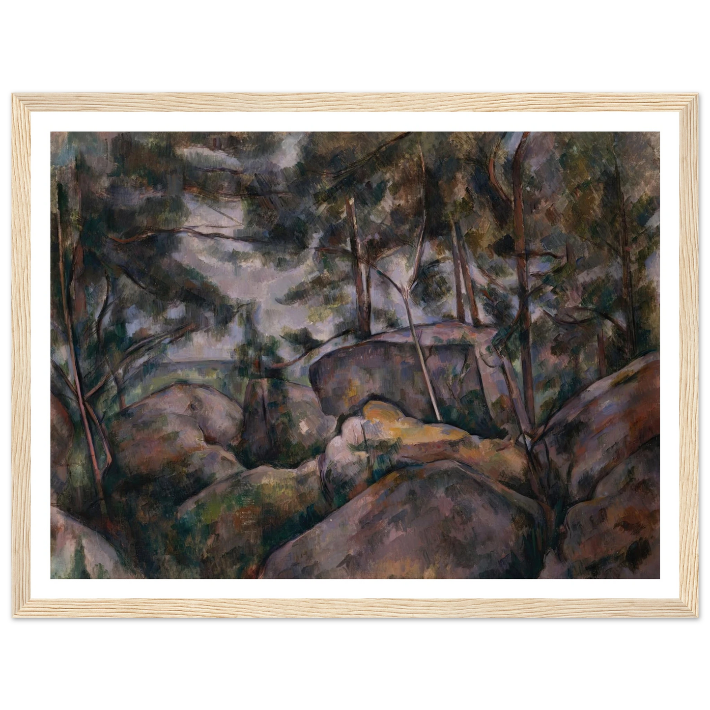Rocks in the Forest (1890s) Art Print | Paul Cezanne - Framed Poster - 30x40 cm / 12x16″ - Black frame