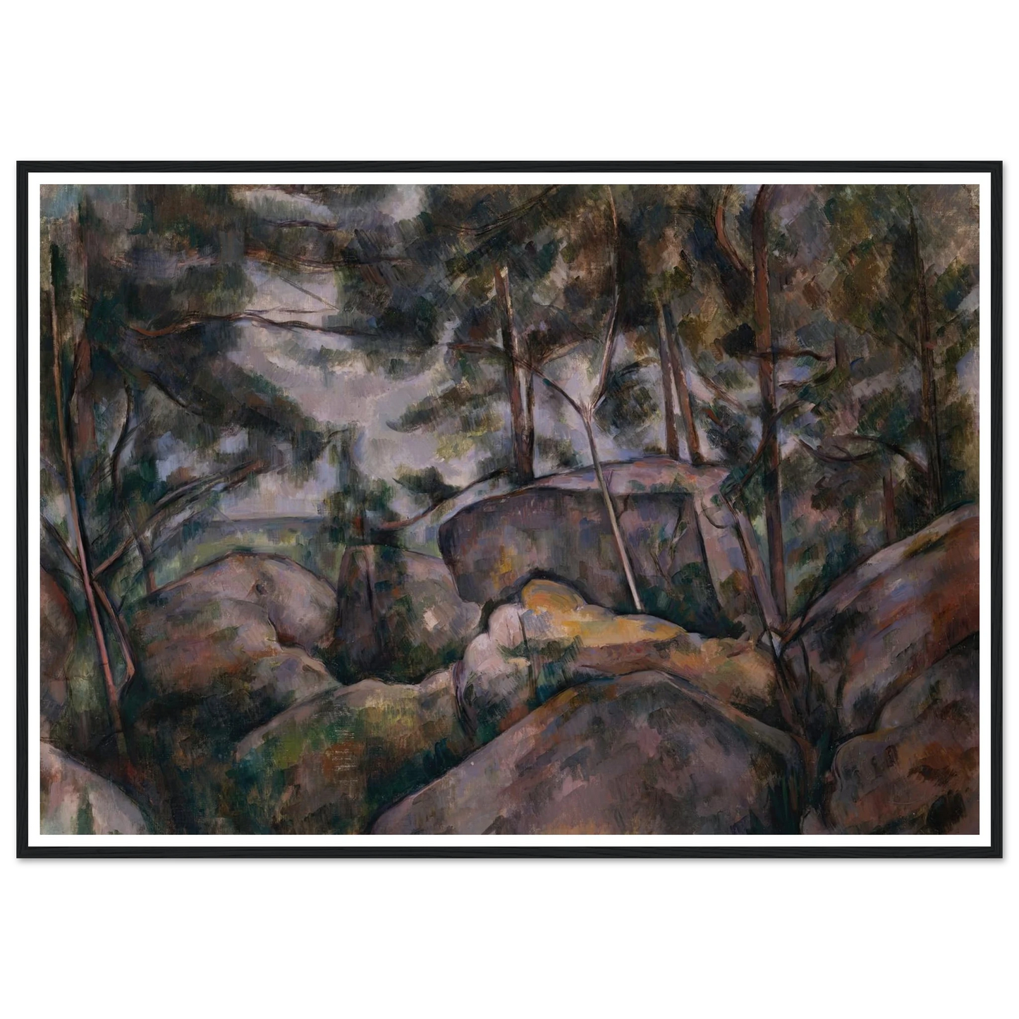 Rocks in the Forest (1890s) Art Print | Paul Cezanne - Framed Poster - 30x40 cm / 12x16″ - Black frame
